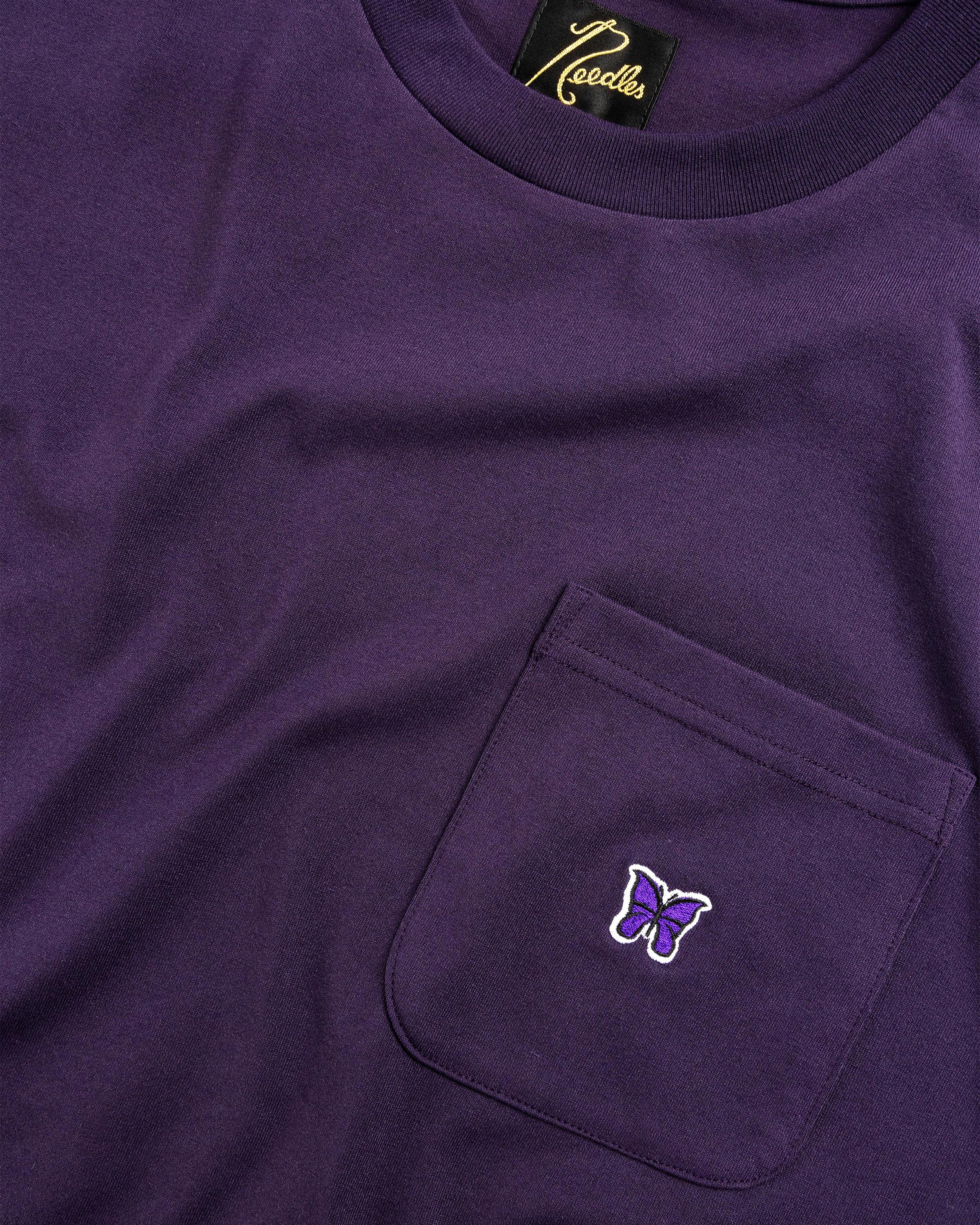 Needles – S/S Crew Neck Tee Poly Jersey Eggplant - Tops - Purple - Image 6