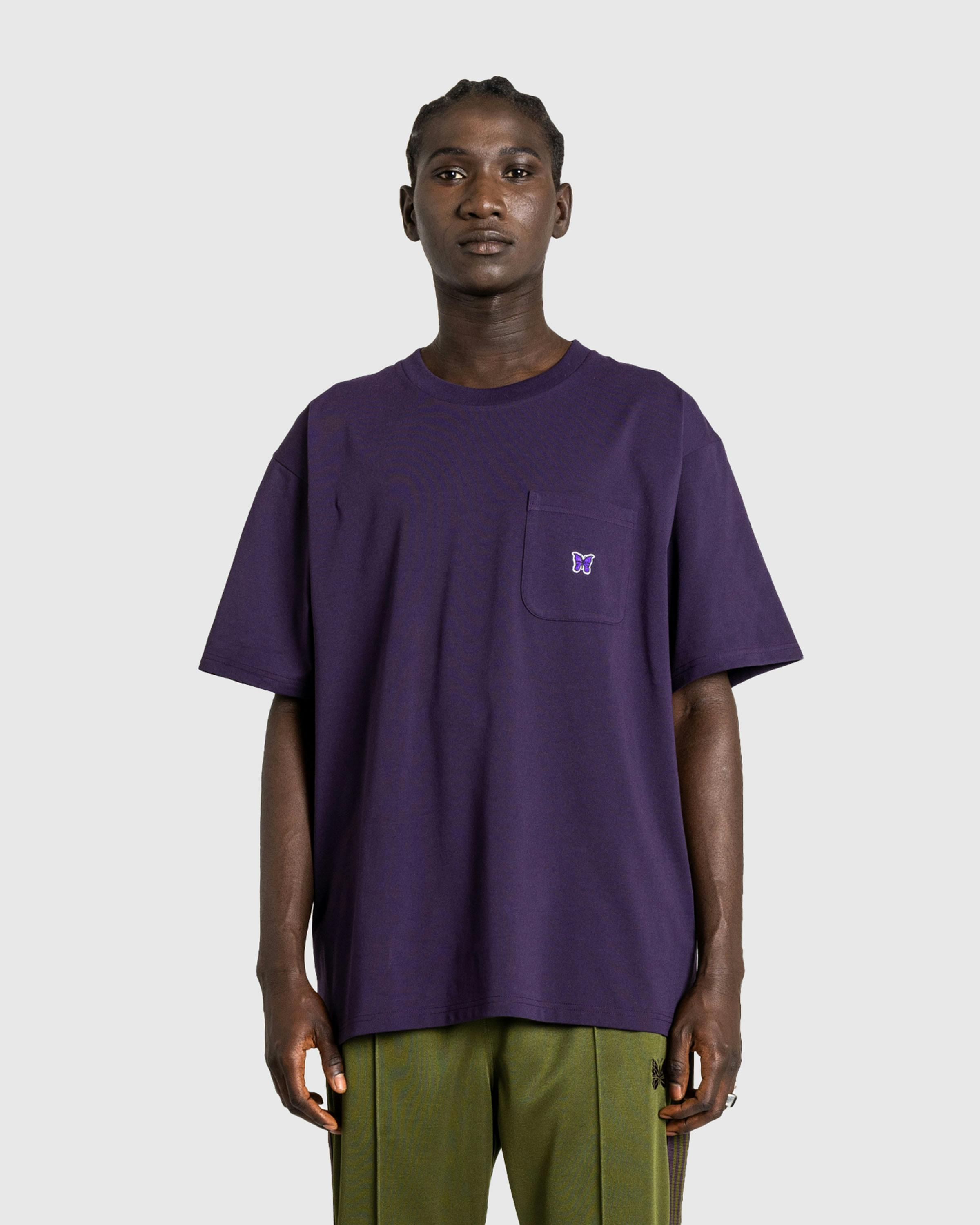 Needles – S/S Crew Neck Tee Poly Jersey Eggplant - Tops - Purple - Image 2