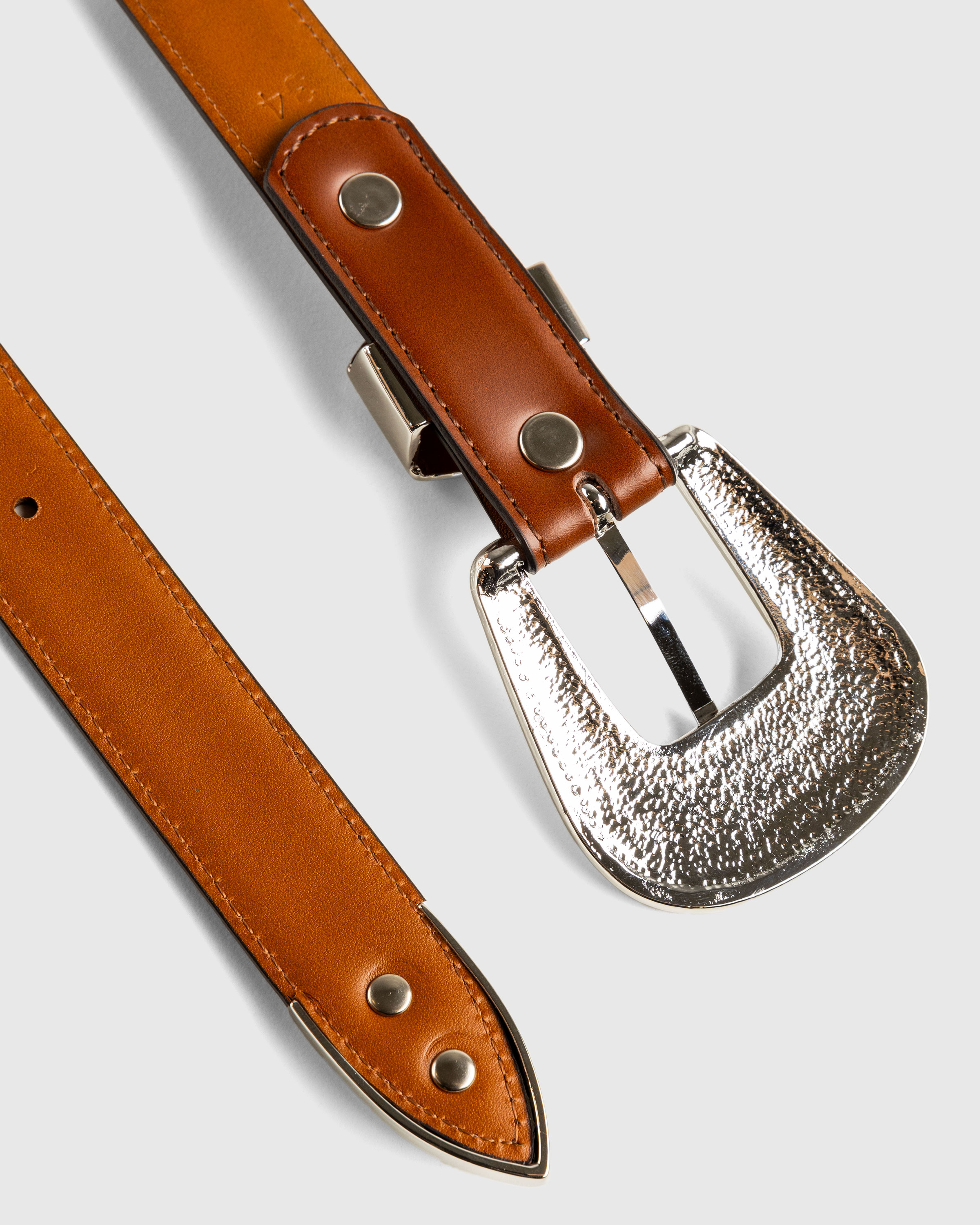 Needles – Papillon Western Tip Belt Steer Leather Brown - Belts & Suspenders - Brown - Image 4