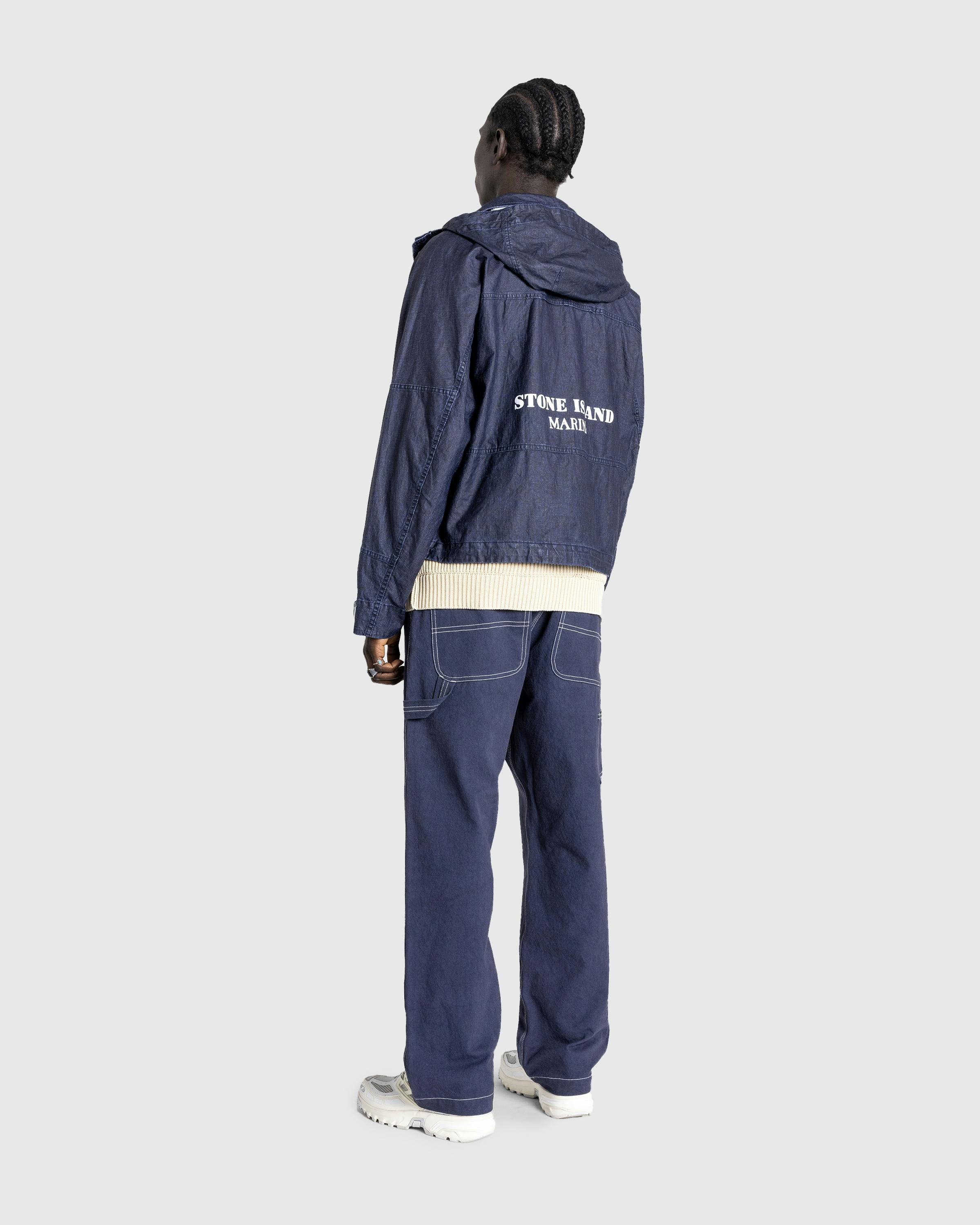 Stone Island – Hooded Linen Jacket Royal Blue - Outerwear - Blue - Image 3