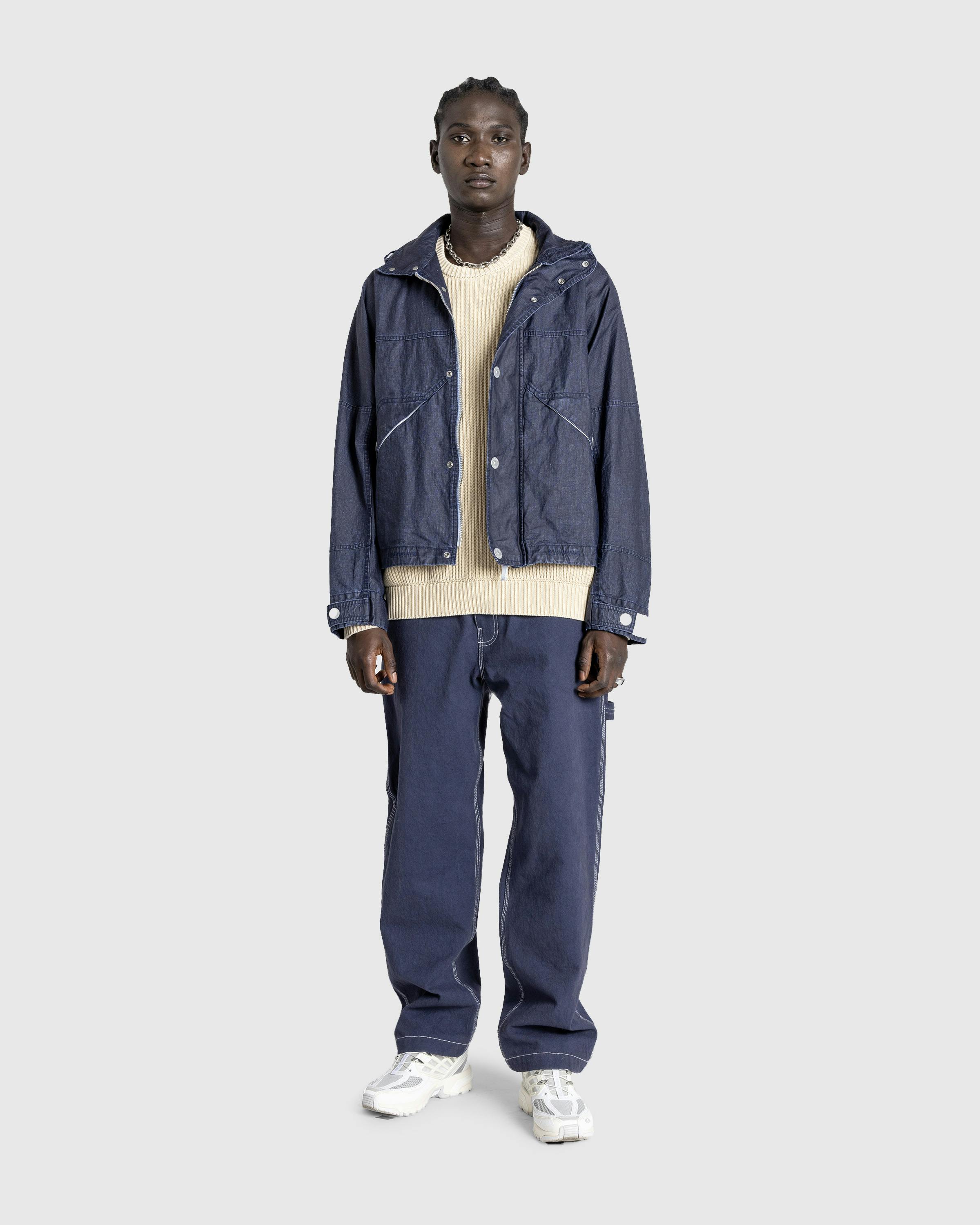 Stone Island – Hooded Linen Jacket Royal Blue - Outerwear - Blue - Image 5