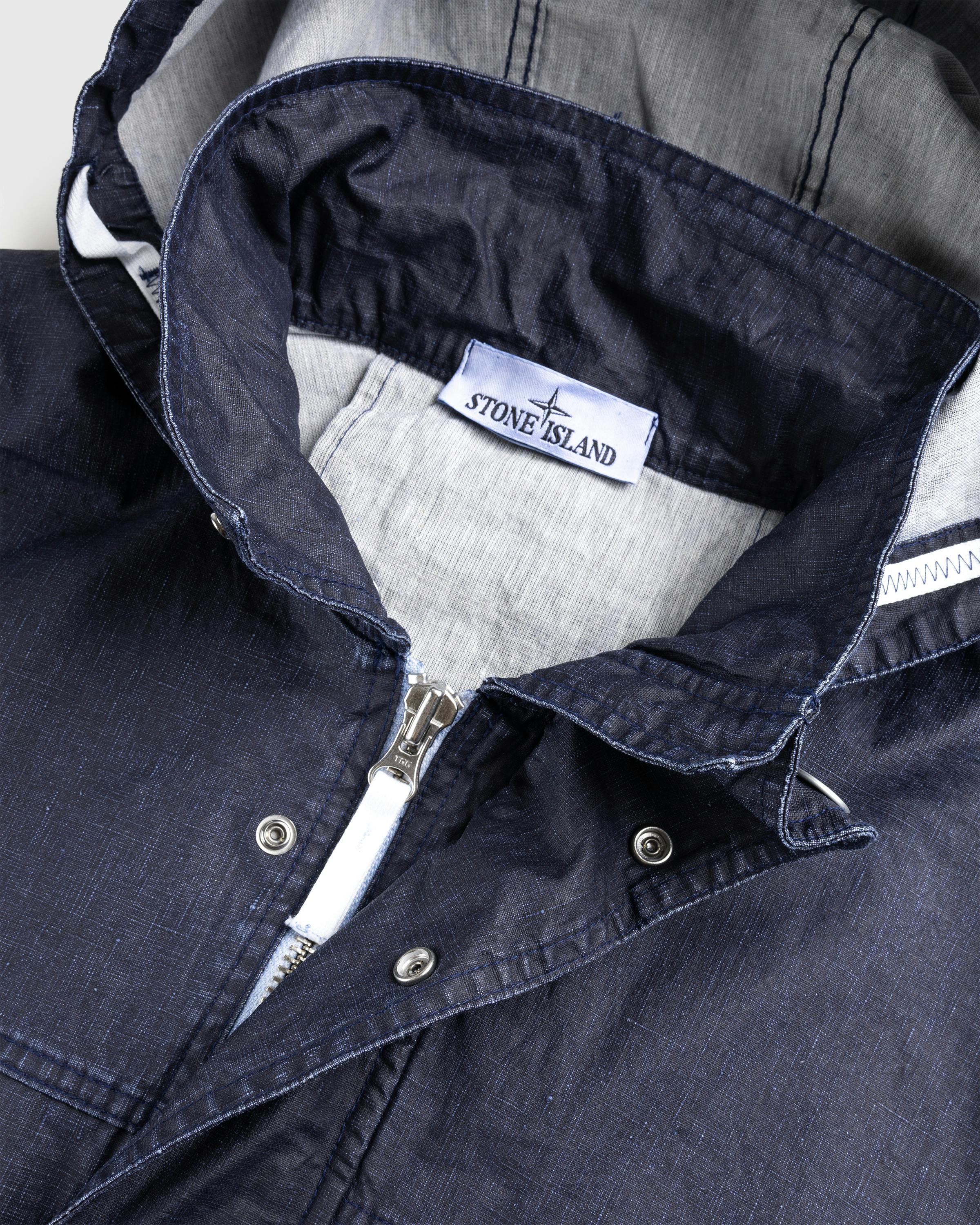 Stone Island – Hooded Linen Jacket Royal Blue - Outerwear - Blue - Image 4