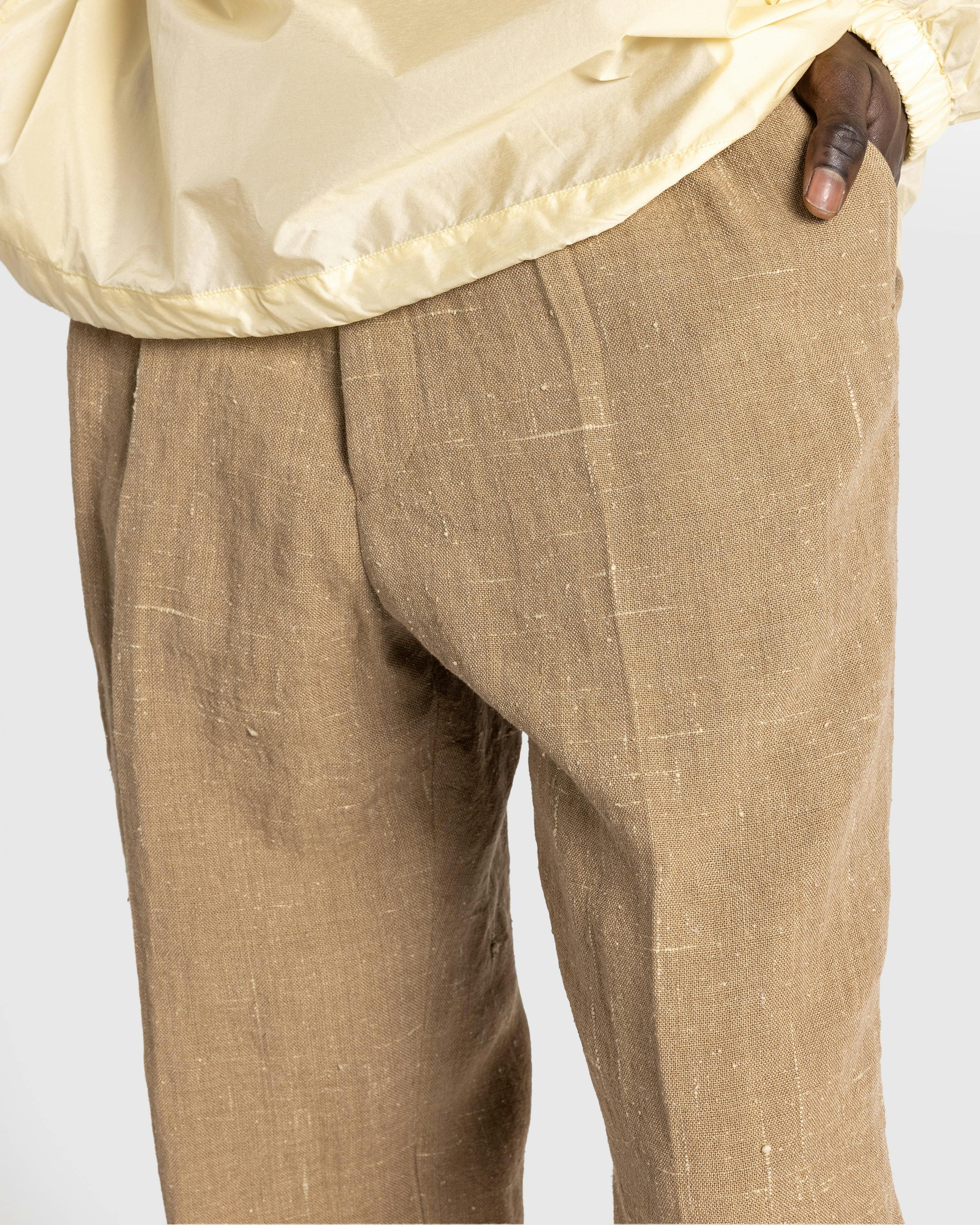 Auralee – Linen Silk Tweed Slacks Brown - Pants - Brown - Image 4