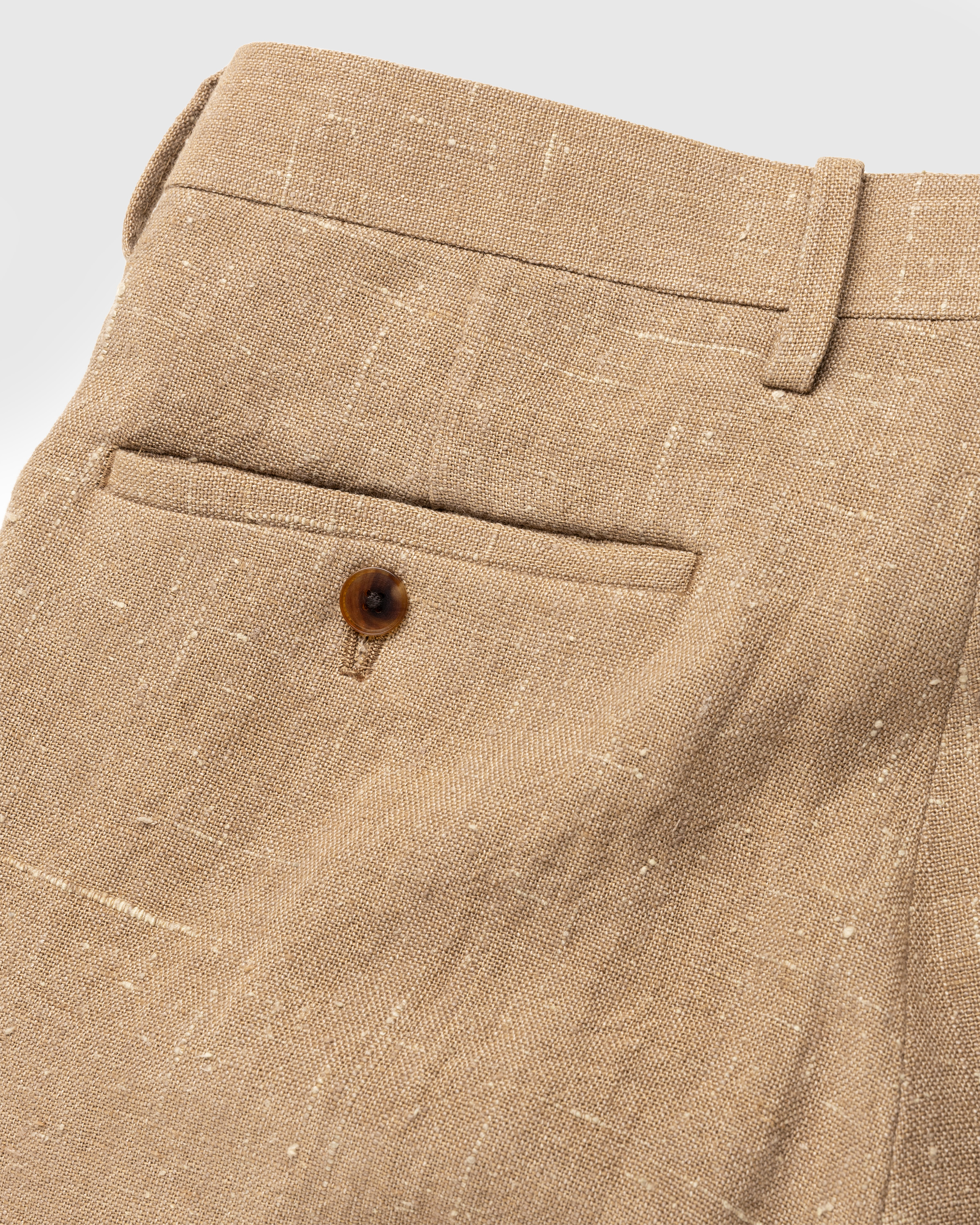 Auralee – Linen Silk Tweed Slacks Brown - Pants - Brown - Image 6