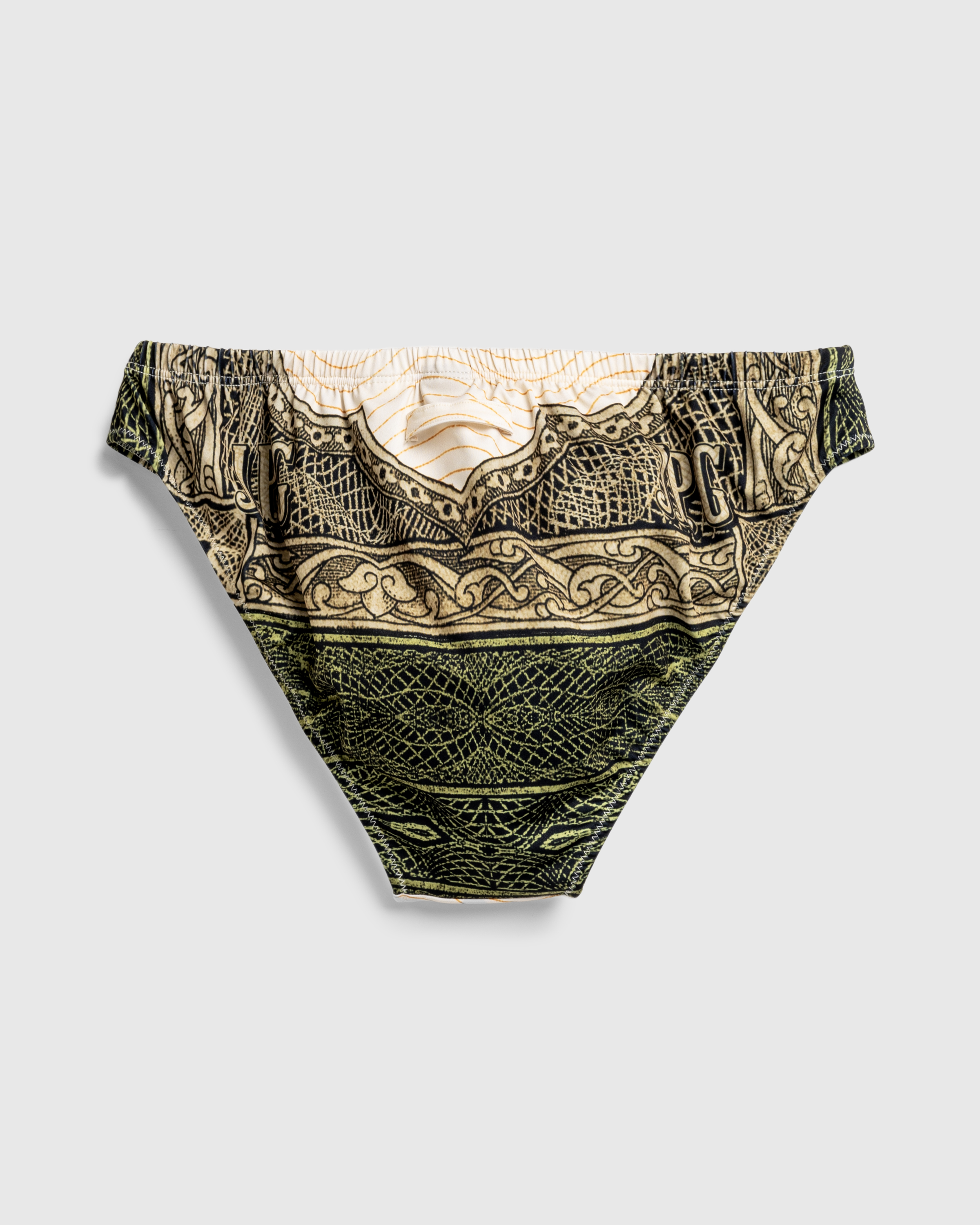 Jean Paul Gaultier – Swimsuit Briefs Printed Cartouche Green/Ecru/Black/Orange - Short - Multi - Image 2