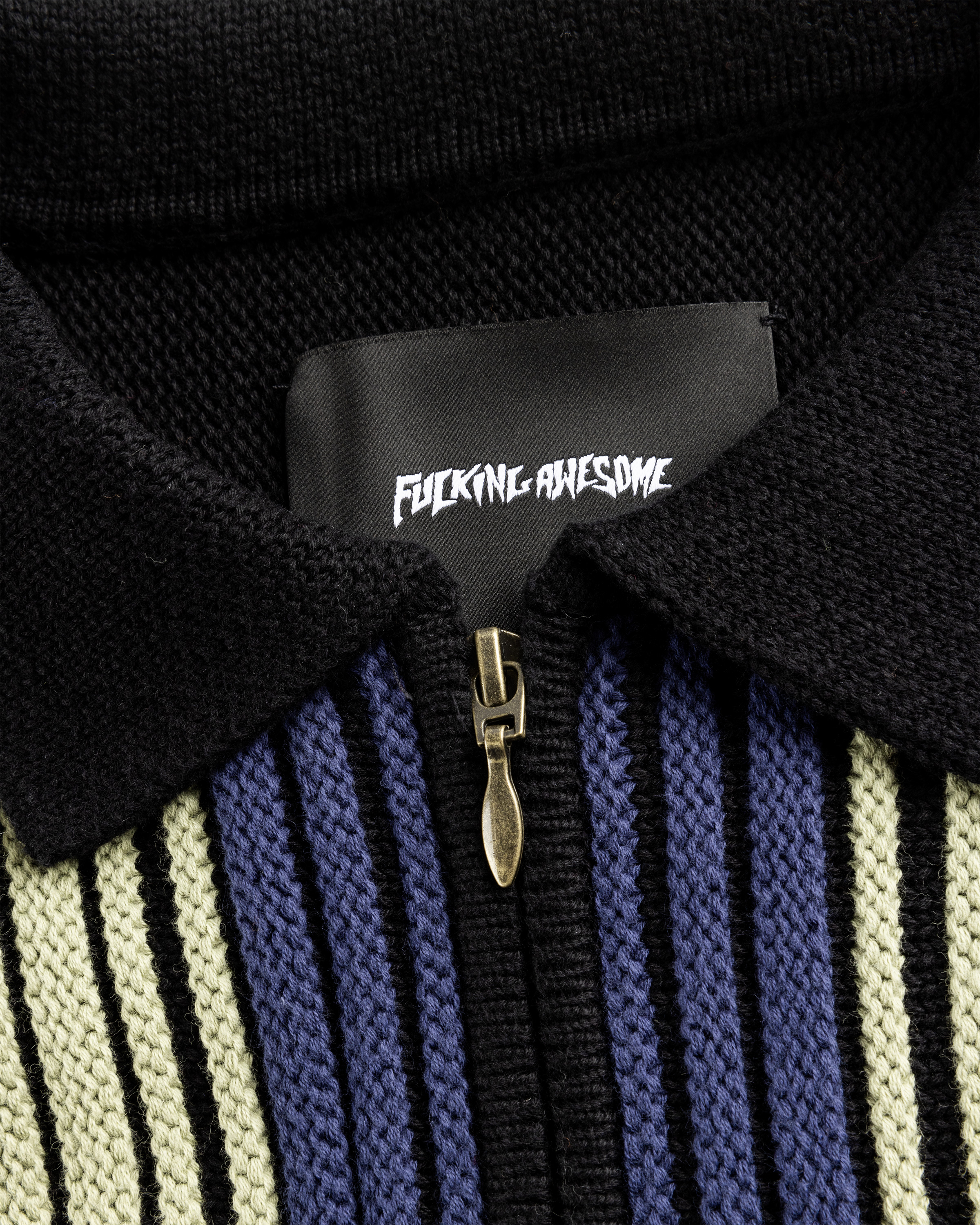 Fucking Awesome – Multi Stripe Zip Polo Black/Striped - Polos - Black - Image 7
