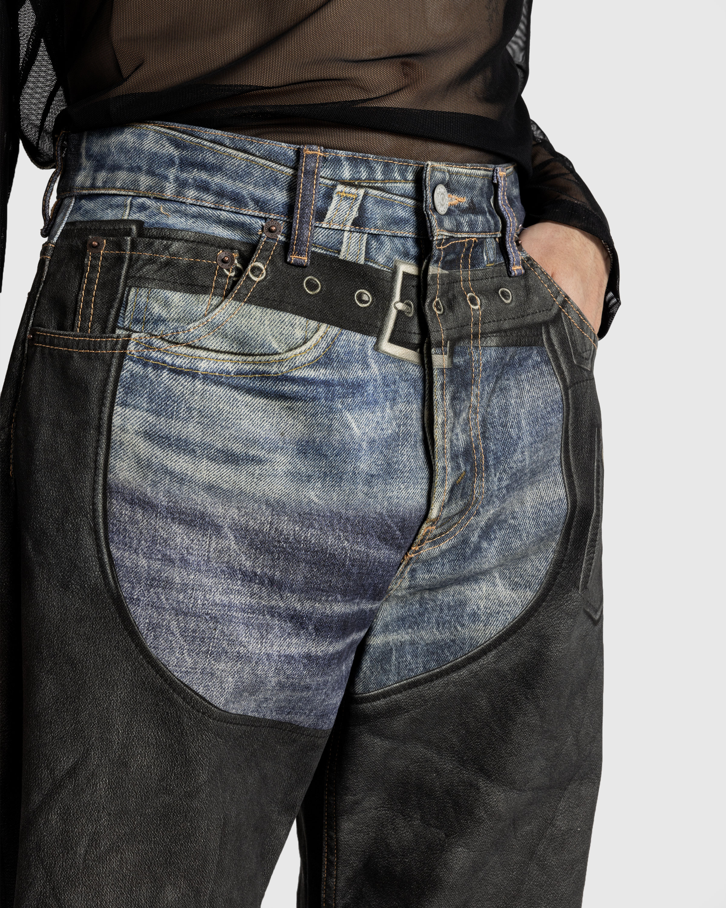 Acne Studios – Printed Trousers Blue/Black - Pants - Blue - Image 5