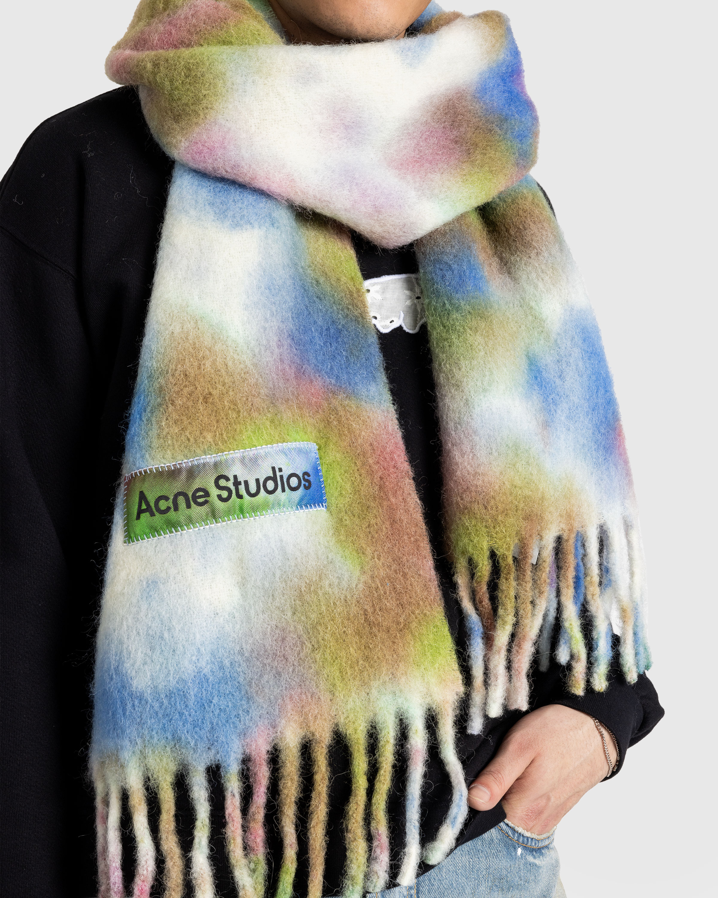 Acne Studios – Tie-Dye Alpaca Wool Scarf Green Multi - Scarves - Green - Image 4