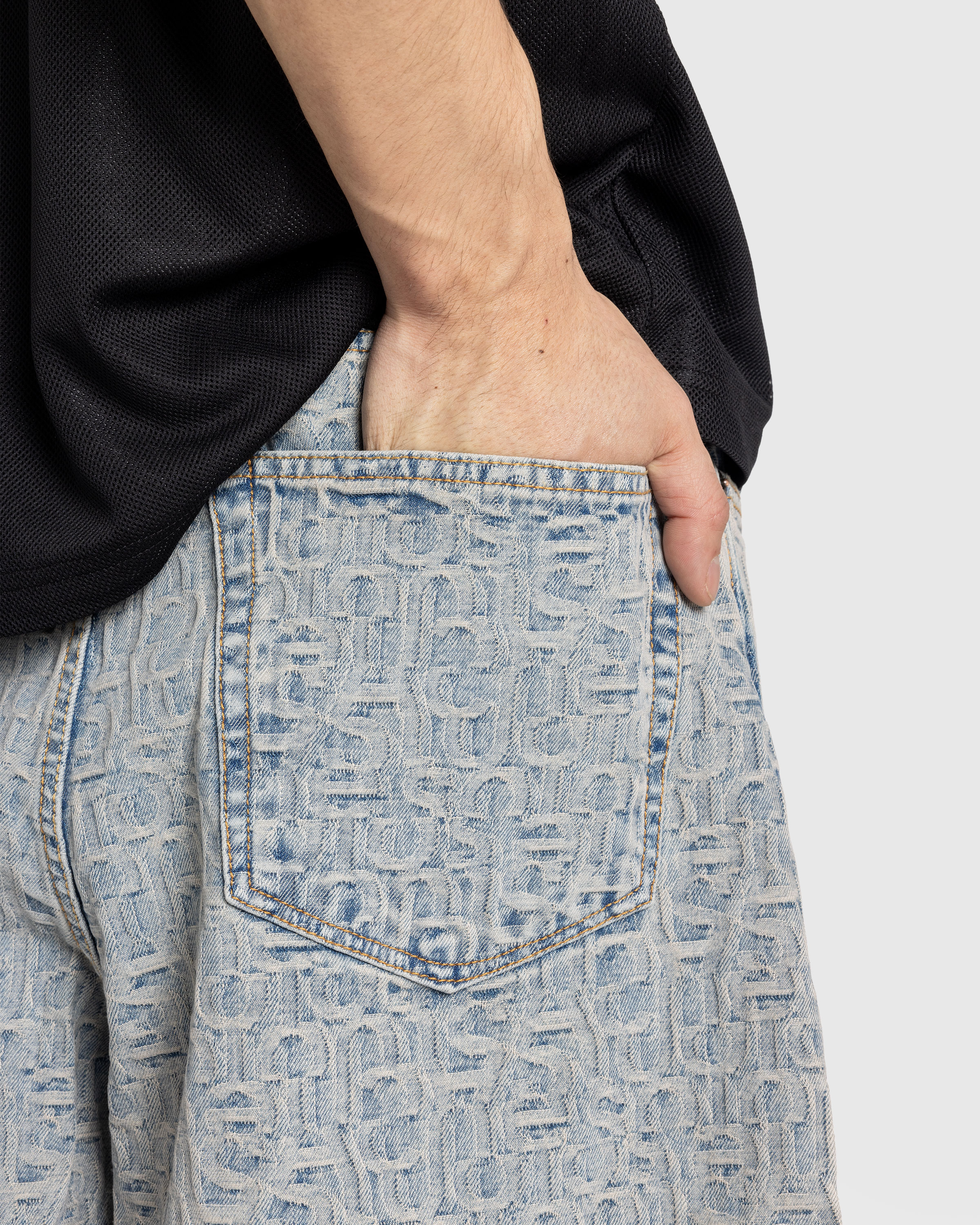 Acne Studios – Monogram Denim Shorts Blue/Beige - Shorts - Blue - Image 6