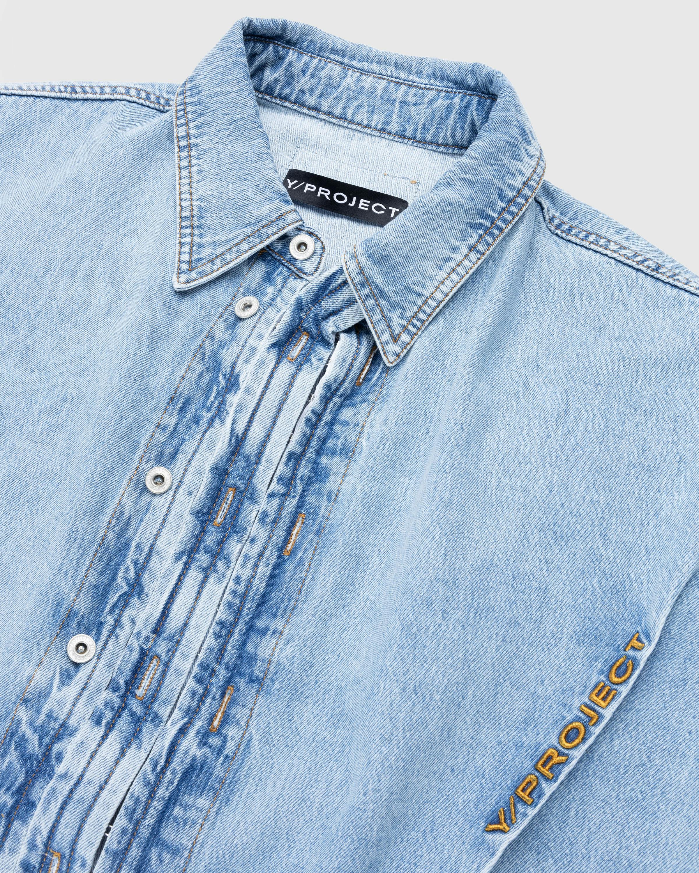 Y/Project – Hook And Eye Denim Shirt Ice Blue - Shirts - Blue - Image 6