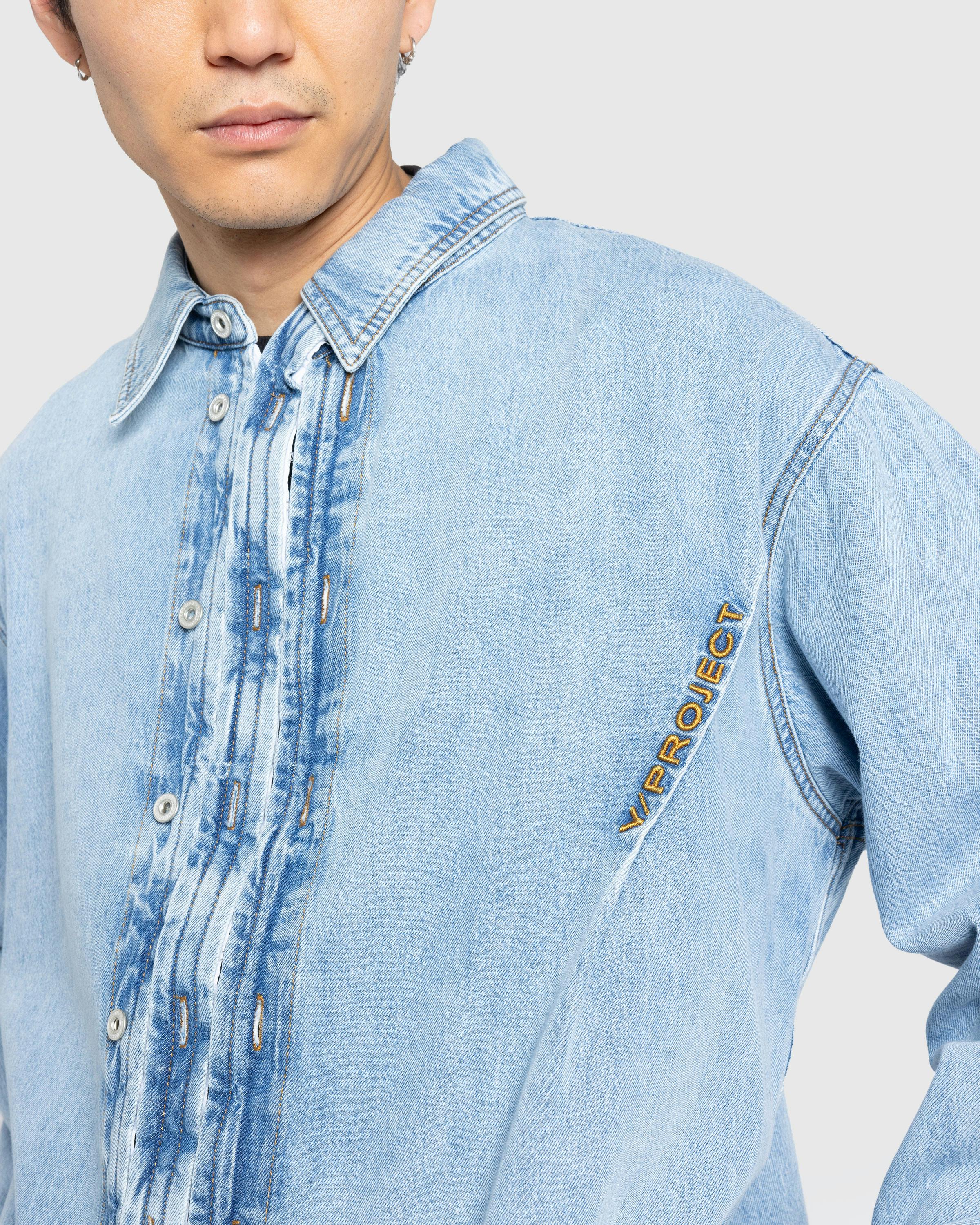 Y/Project – Hook And Eye Denim Shirt Ice Blue - Shirts - Blue - Image 7