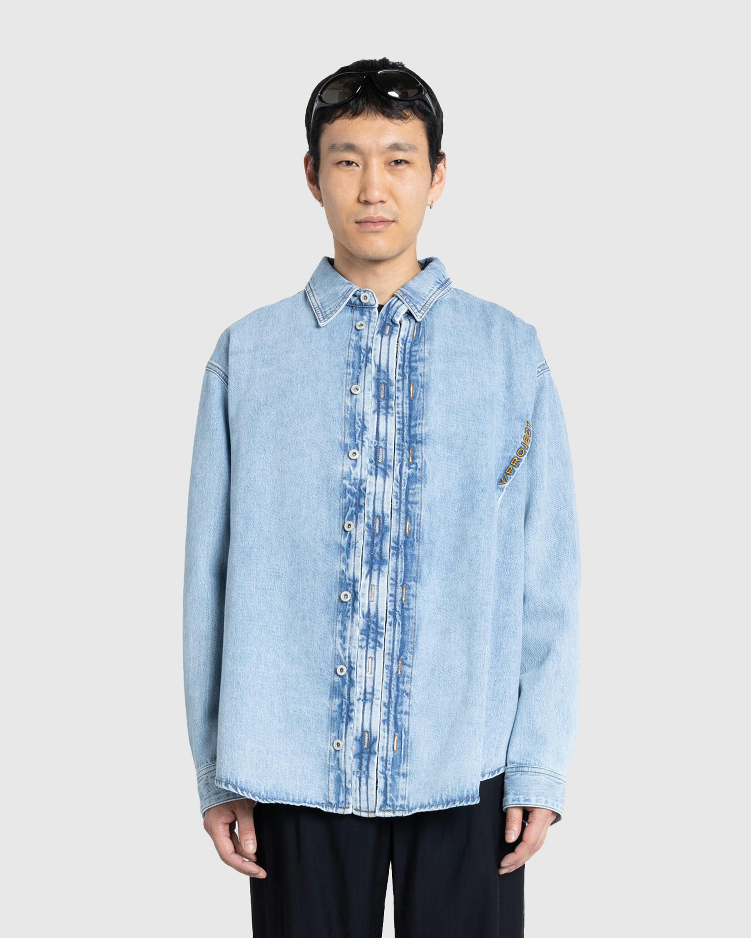 Y/Project – Hook And Eye Denim Shirt Ice Blue - Shirts - Blue - Image 2