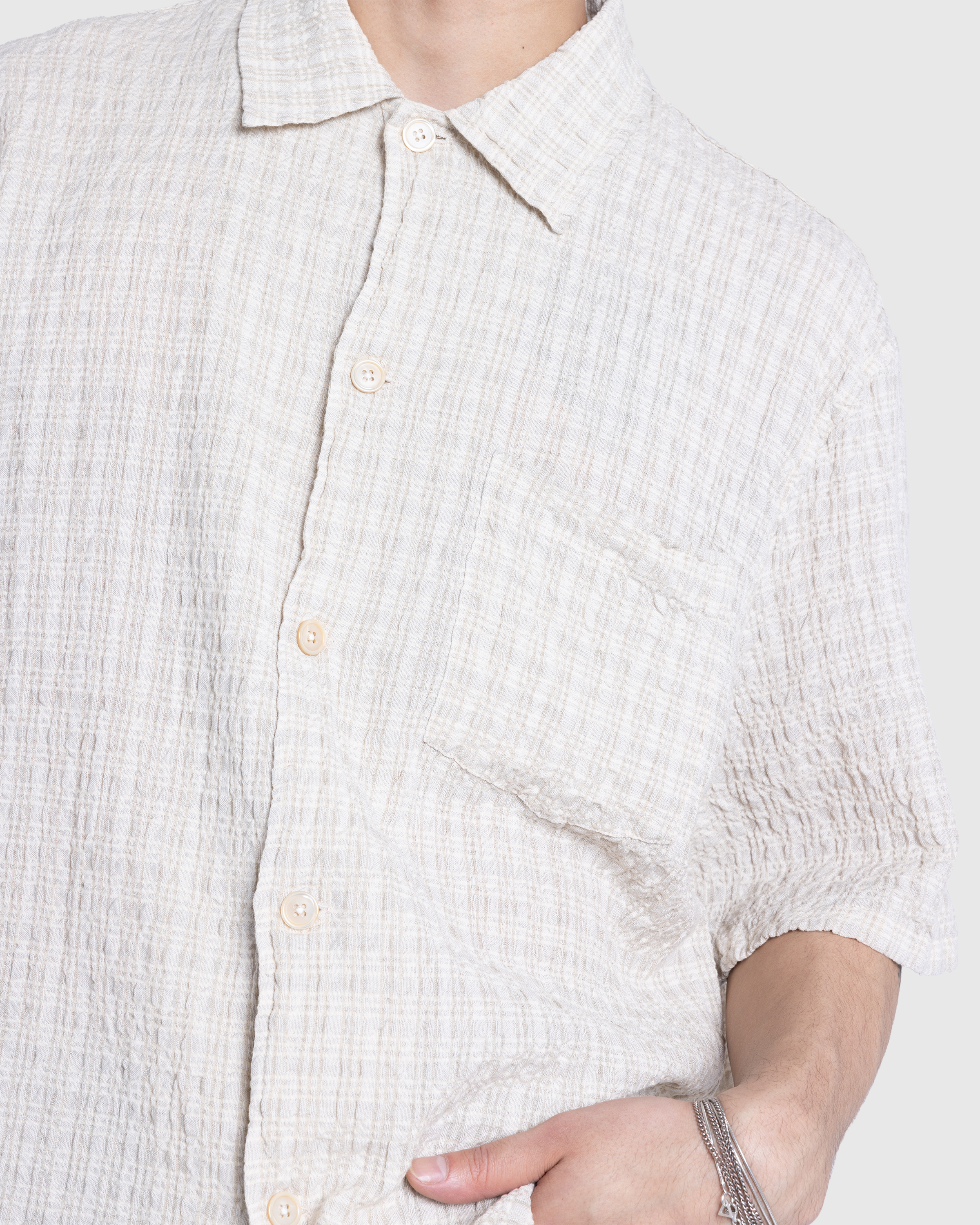Our Legacy – Box Short-Sleeve Shirt Light Authentic Seersucker - Shirts - Beige - Image 7