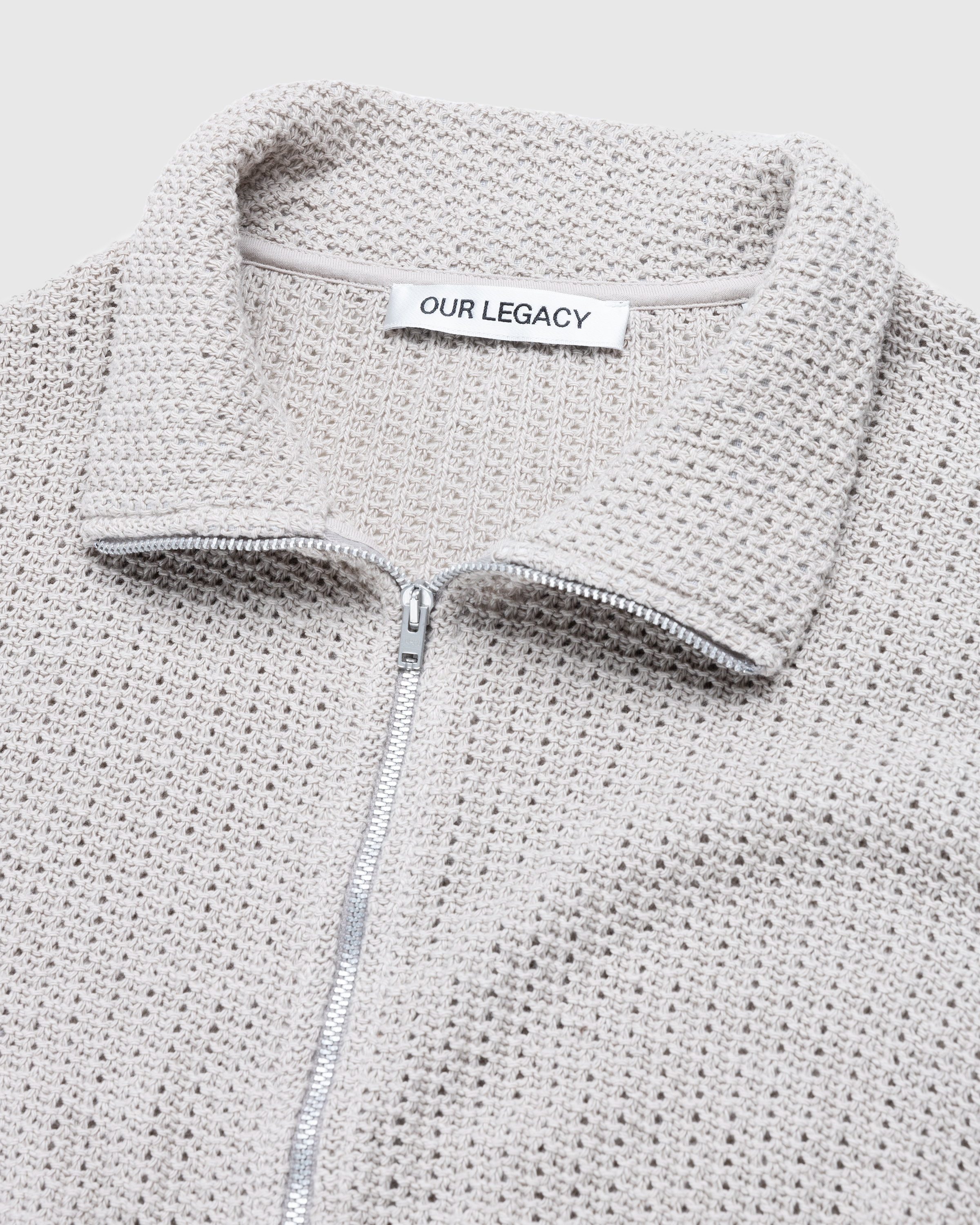 Our Legacy – Shrunken Full-Zip Polo Musk Dusk Rope Weave - Shirts - Beige - Image 7