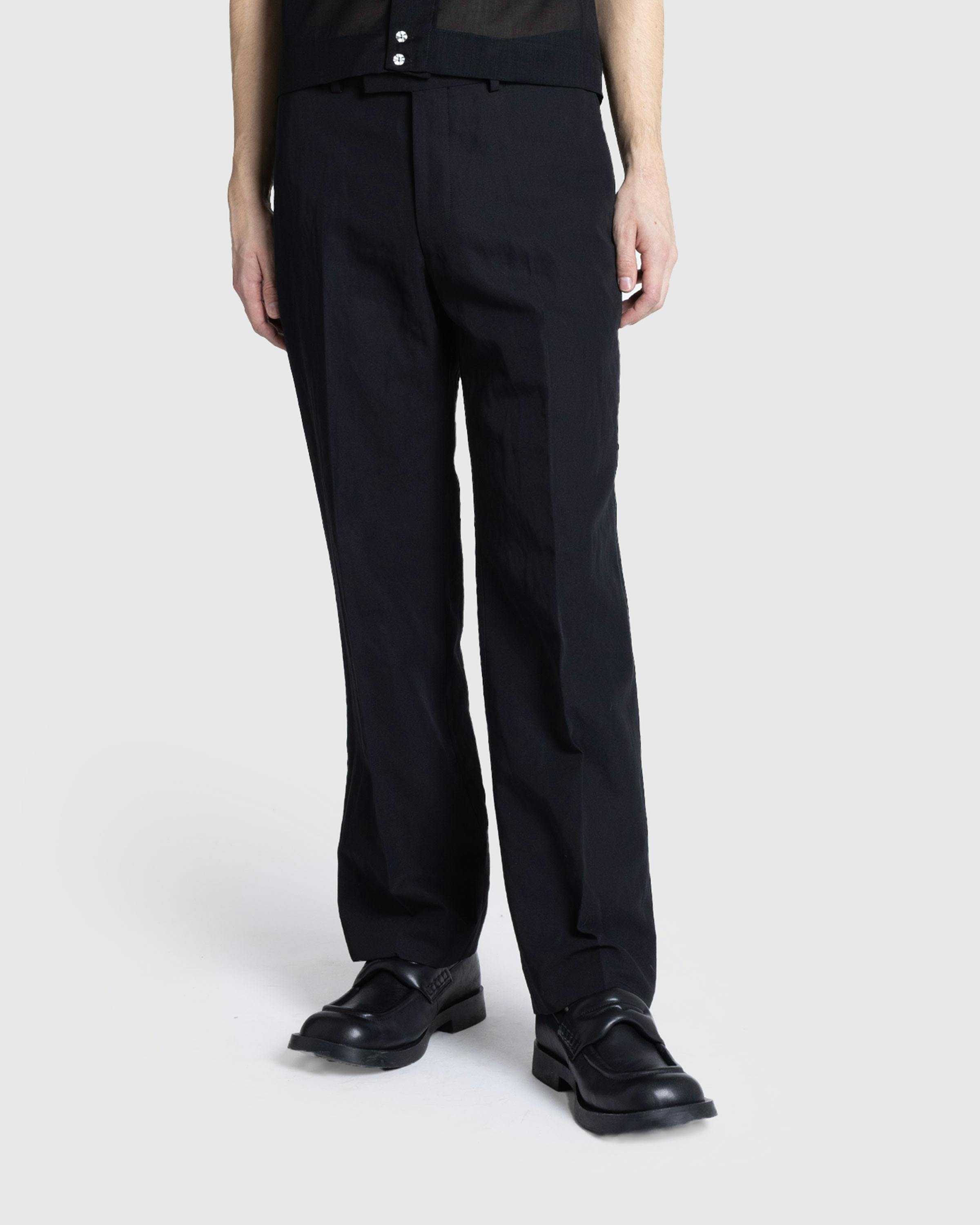 Auralee – Hard Twist Finx Linen Chino Slacks Black - Pants - Black - Image 2