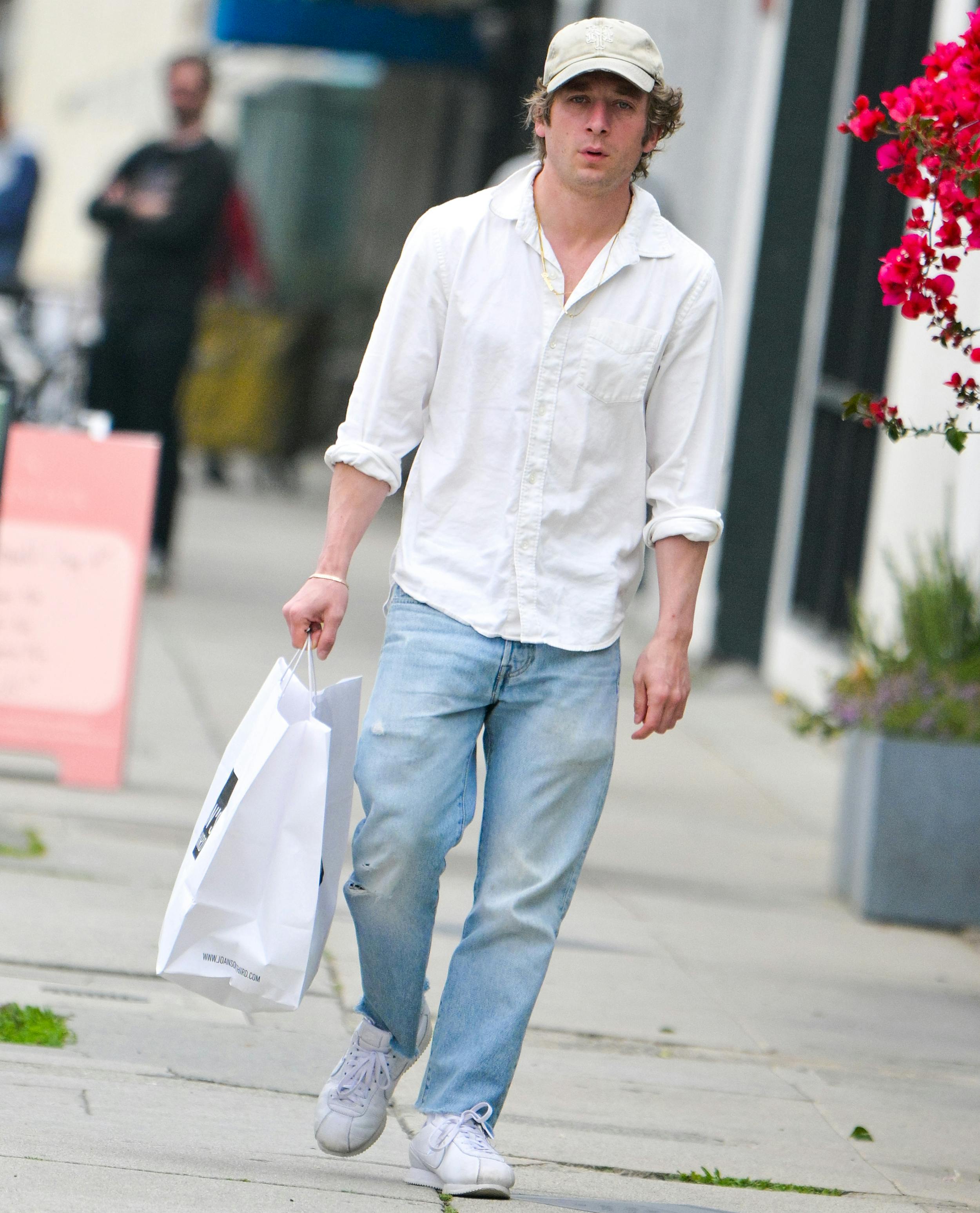 Celebrity Casual Menswear Style Jeremy Allen White Josh O'Connor Usher Nike Cortez Adidas Balenciaga