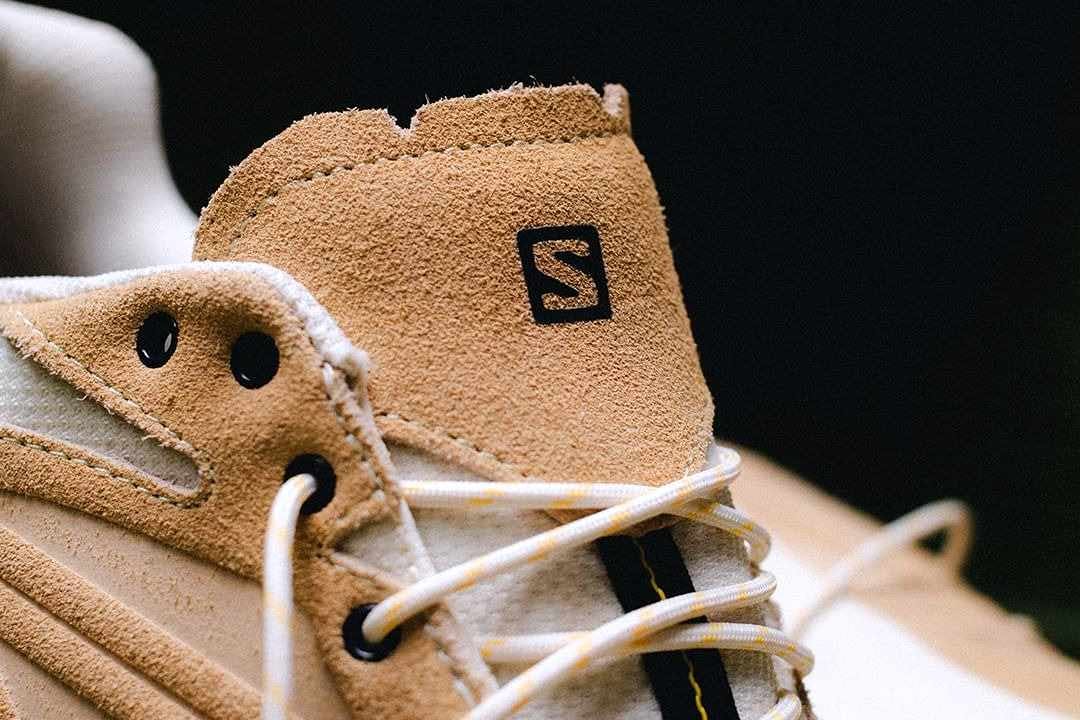 Salomon's X-Alp sneaker in white suede leather