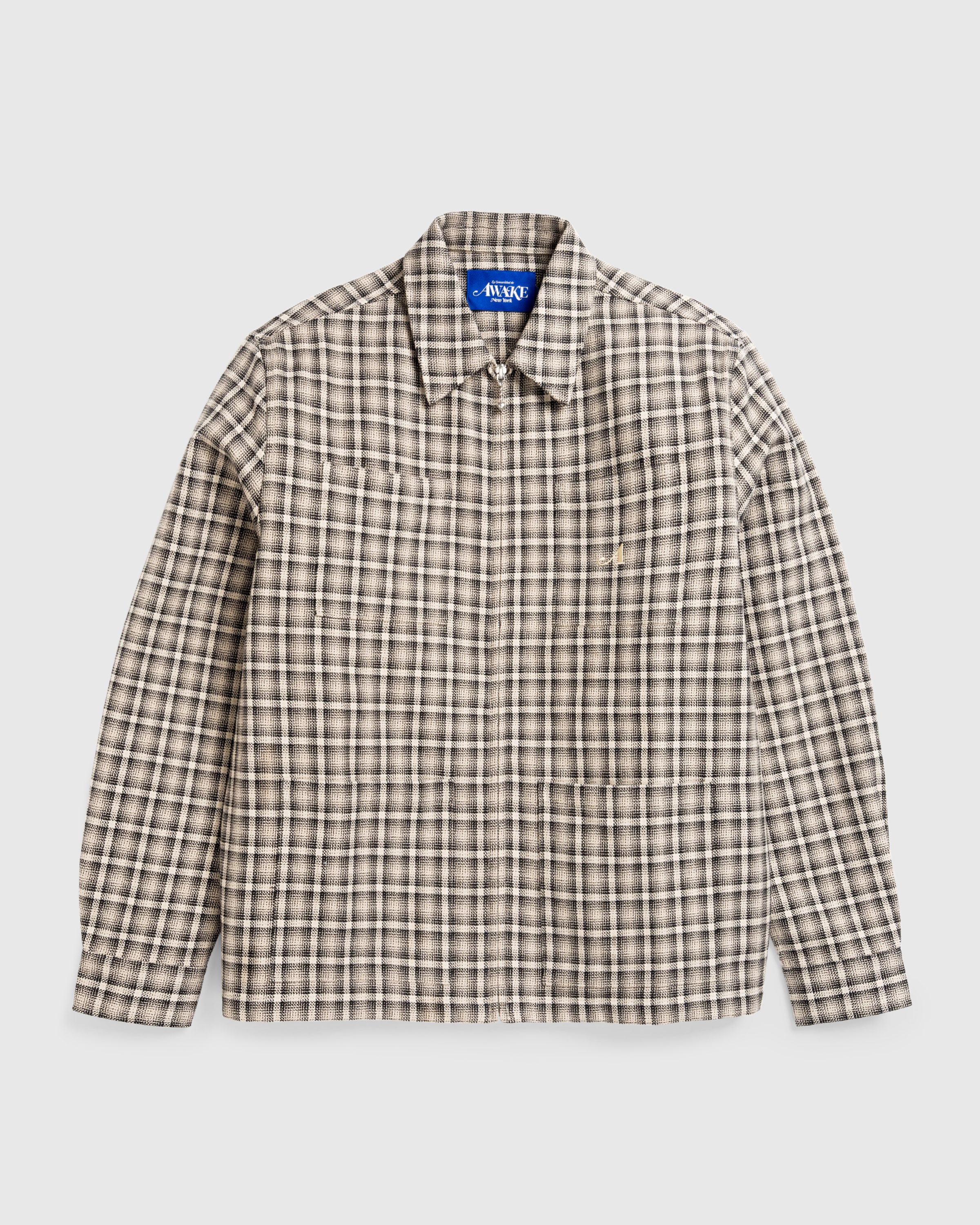 Awake NY – Lightweight Shirt Jacket Brown Plaid - Shirts - Brown - Image 1