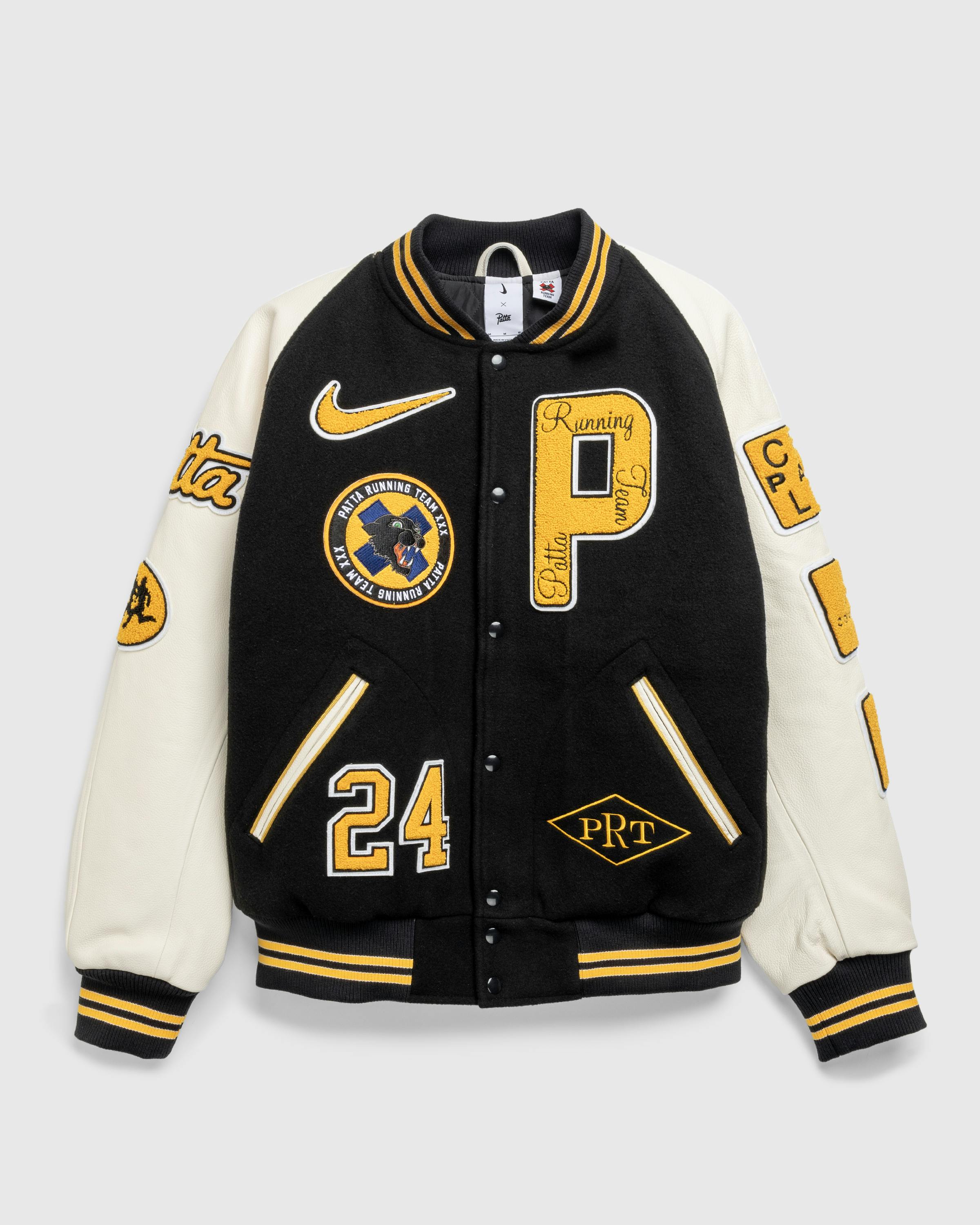 Nike x Patta – Running Team Varsity Jacket Black/Yellow/White - Bomber Jackets - Black - Image 1