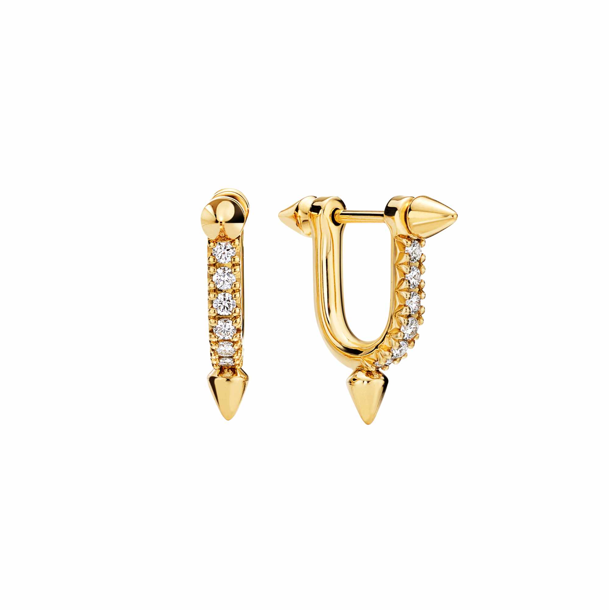 Pharrell's Tiffany Titan jewelry collection, including gold and black titanium earrings, bracelets, necklaces, and rings studded with diamonds