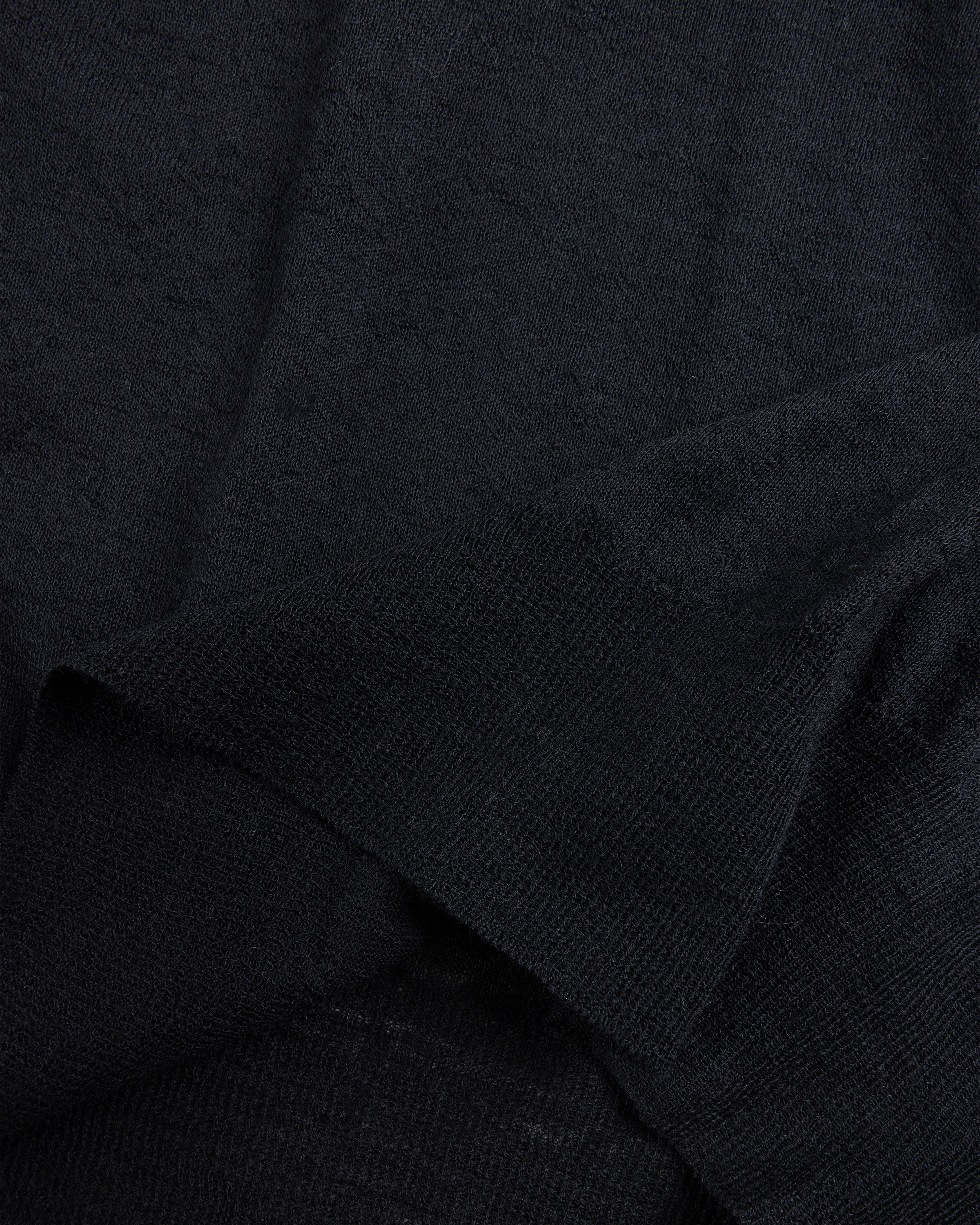 Auralee – Hard Twist High Gauge Wool Silk Knit Skipper Polo Black - Tops - Black - Image 6