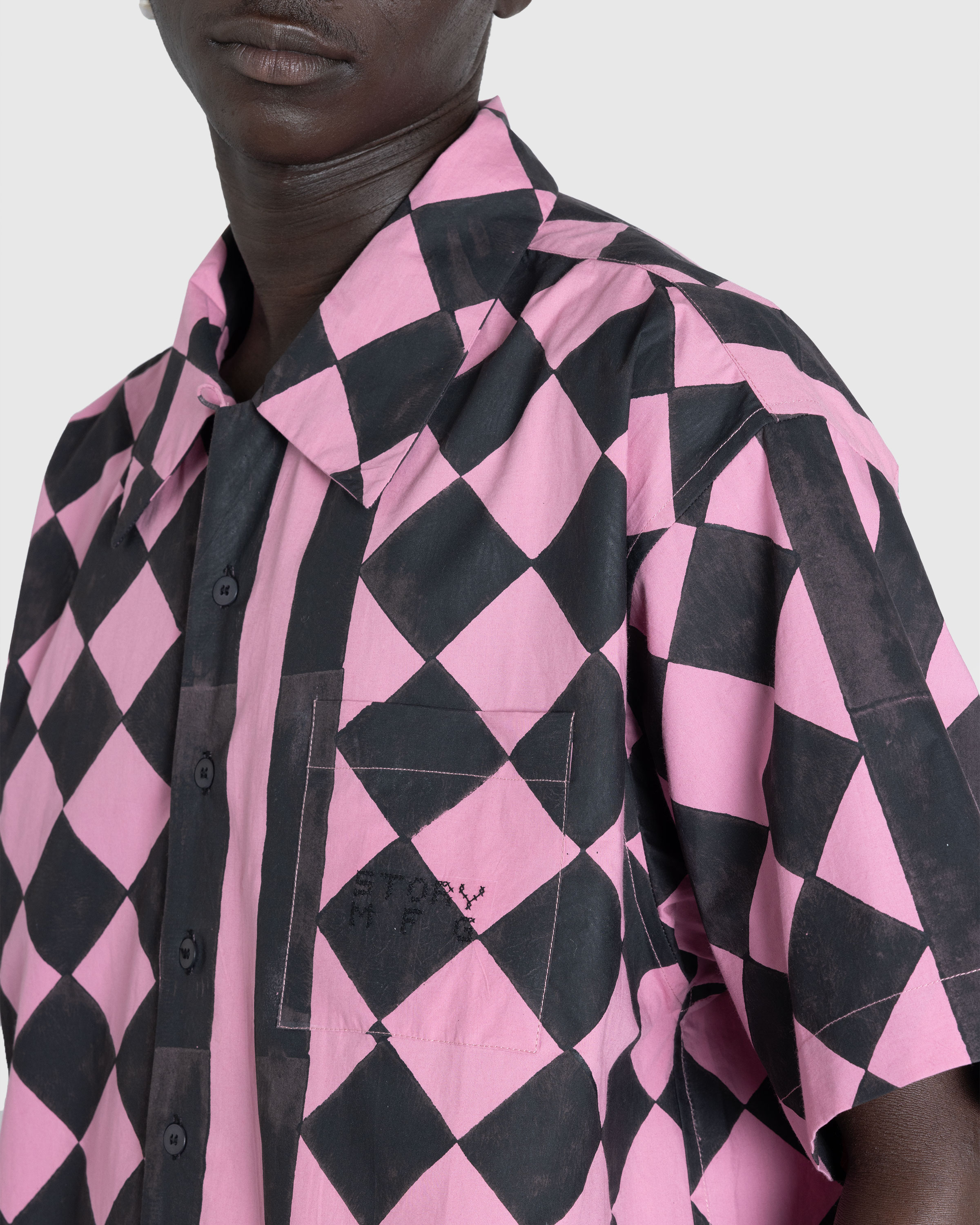 Story mfg. – Uniform Shirt Diamond Check - Shirts - Pink - Image 5