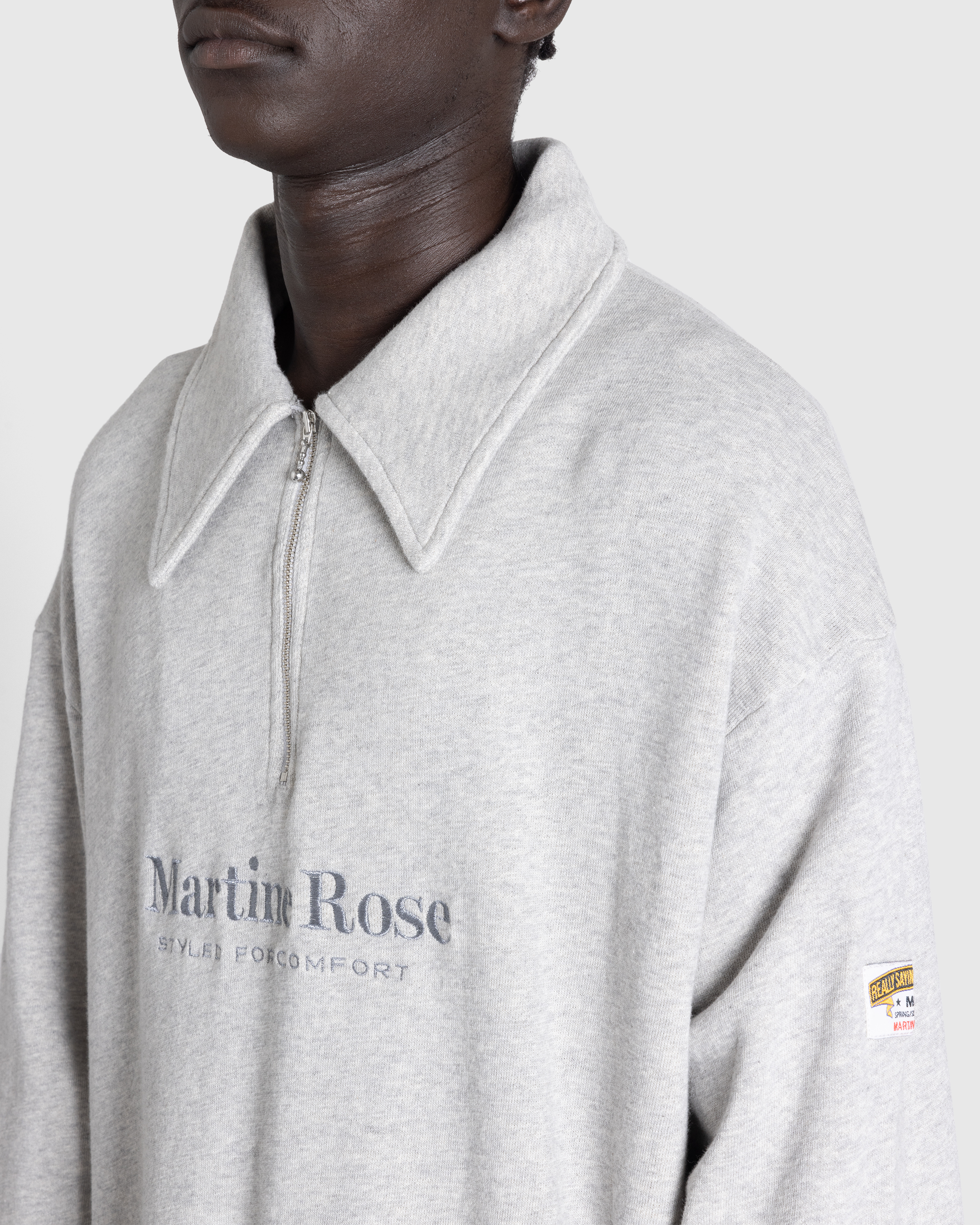 Martine Rose – Zip Up Polo Grey Marl - Polos - Grey - Image 5
