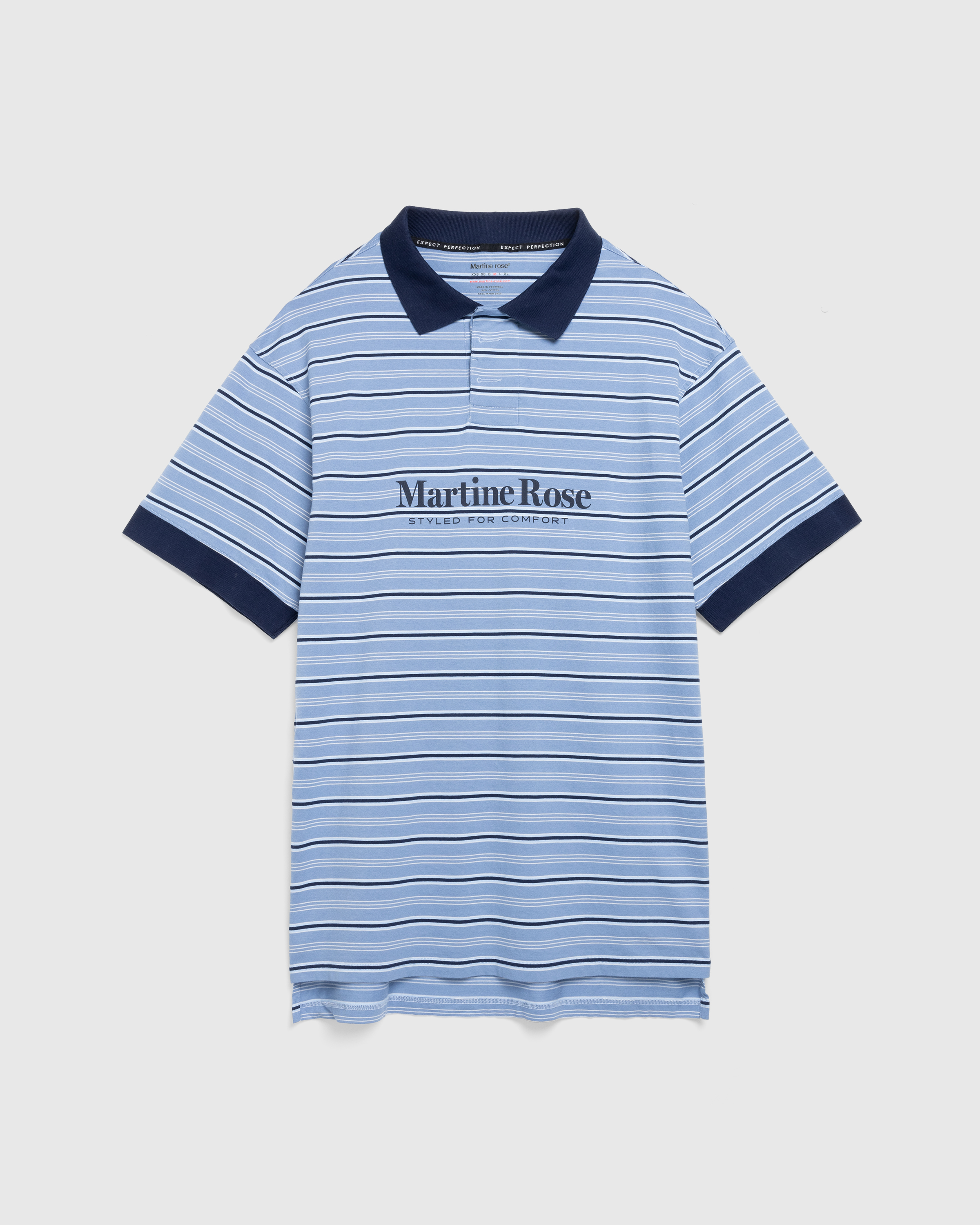 Martine Rose – Stretched Polo Blue Stripe - Polos - Blue - Image 1