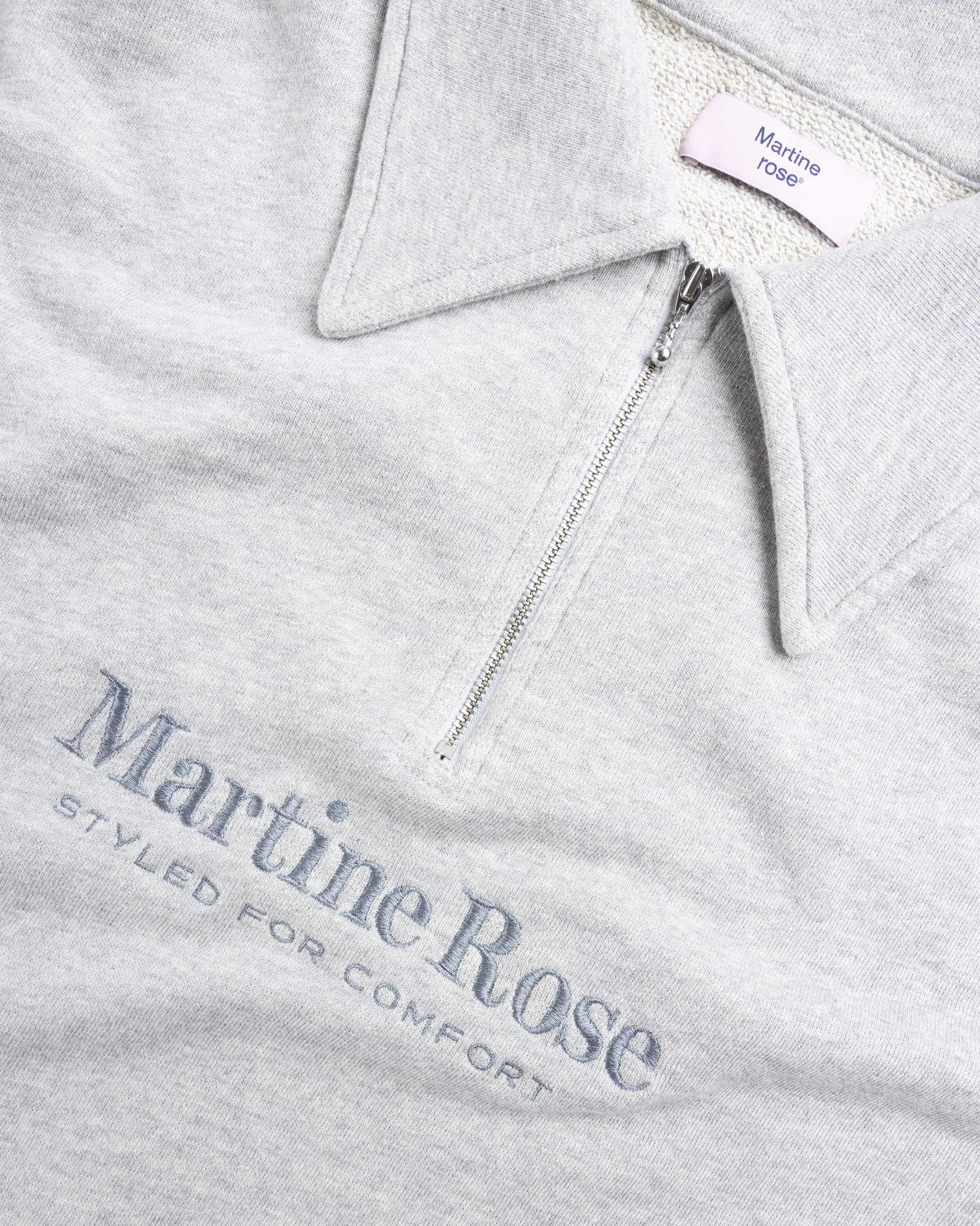 Martine Rose – Zip Up Polo Grey Marl - Polos - Grey - Image 6