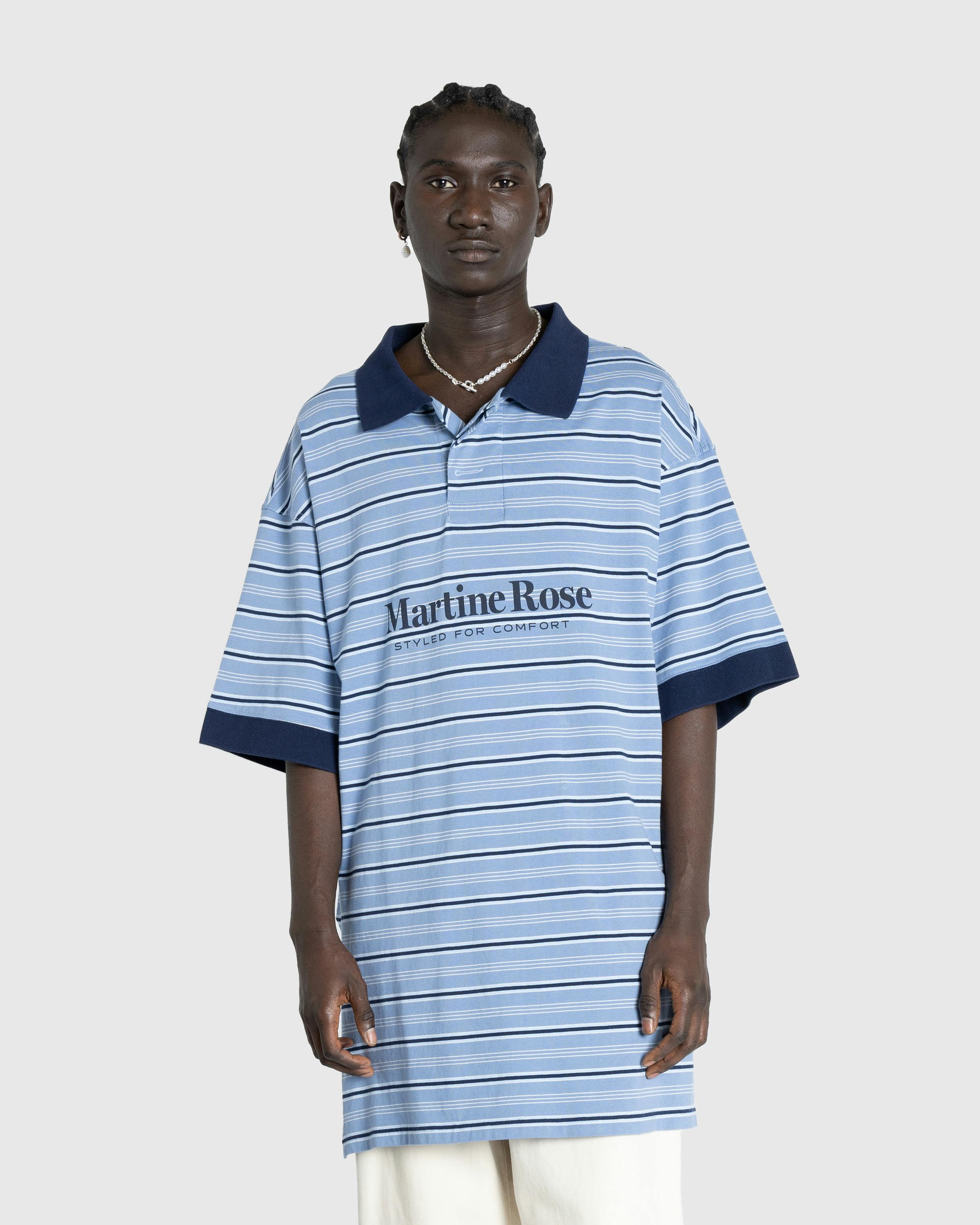 Martine Rose – Stretched Polo Blue Stripe - Polos - Blue - Image 2