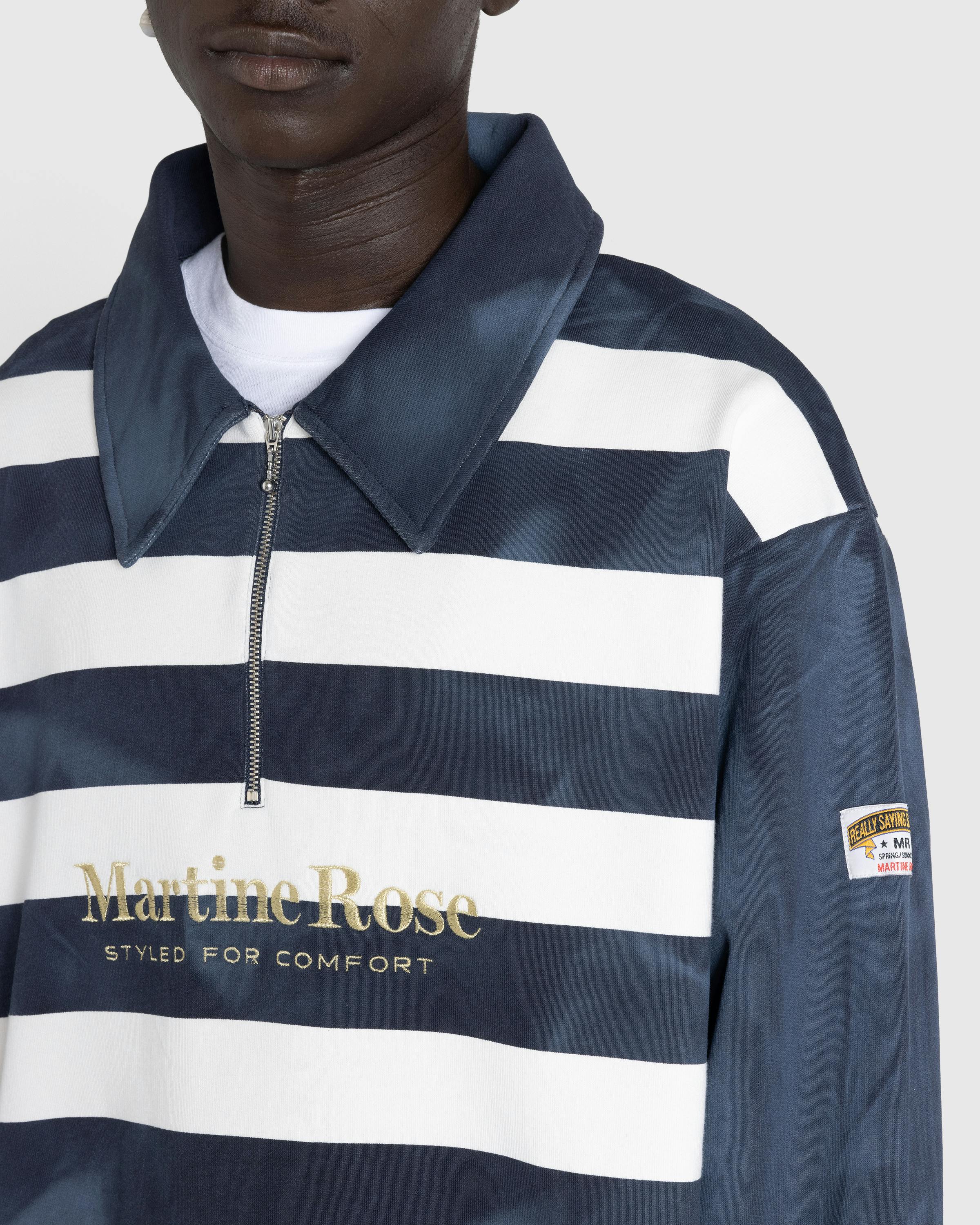 Martine Rose – Zip Up Polo Navy/White Stripe - Polos - Blue - Image 5