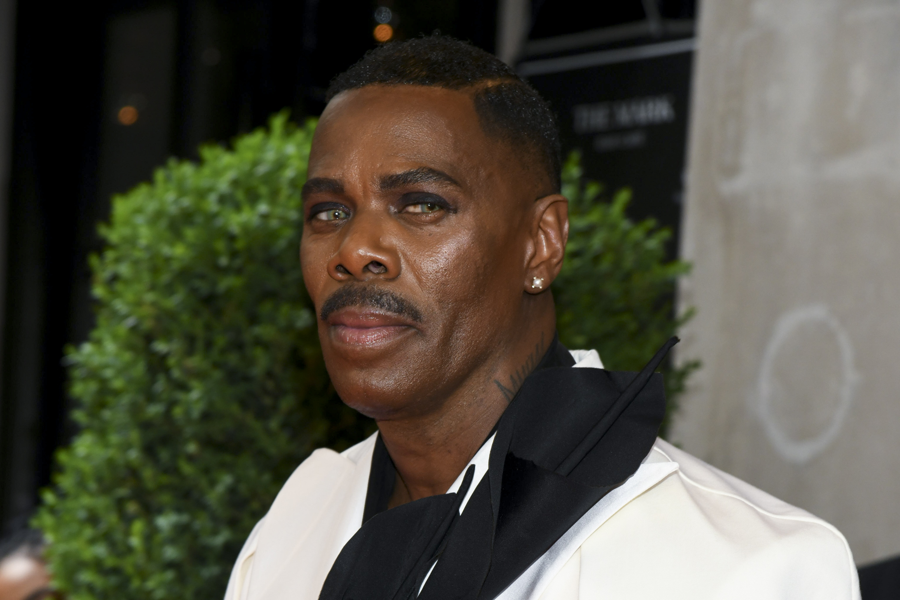 Colman Domingo wears a white Willy Chavarria blazer with black trim at the 2024 Met Gala