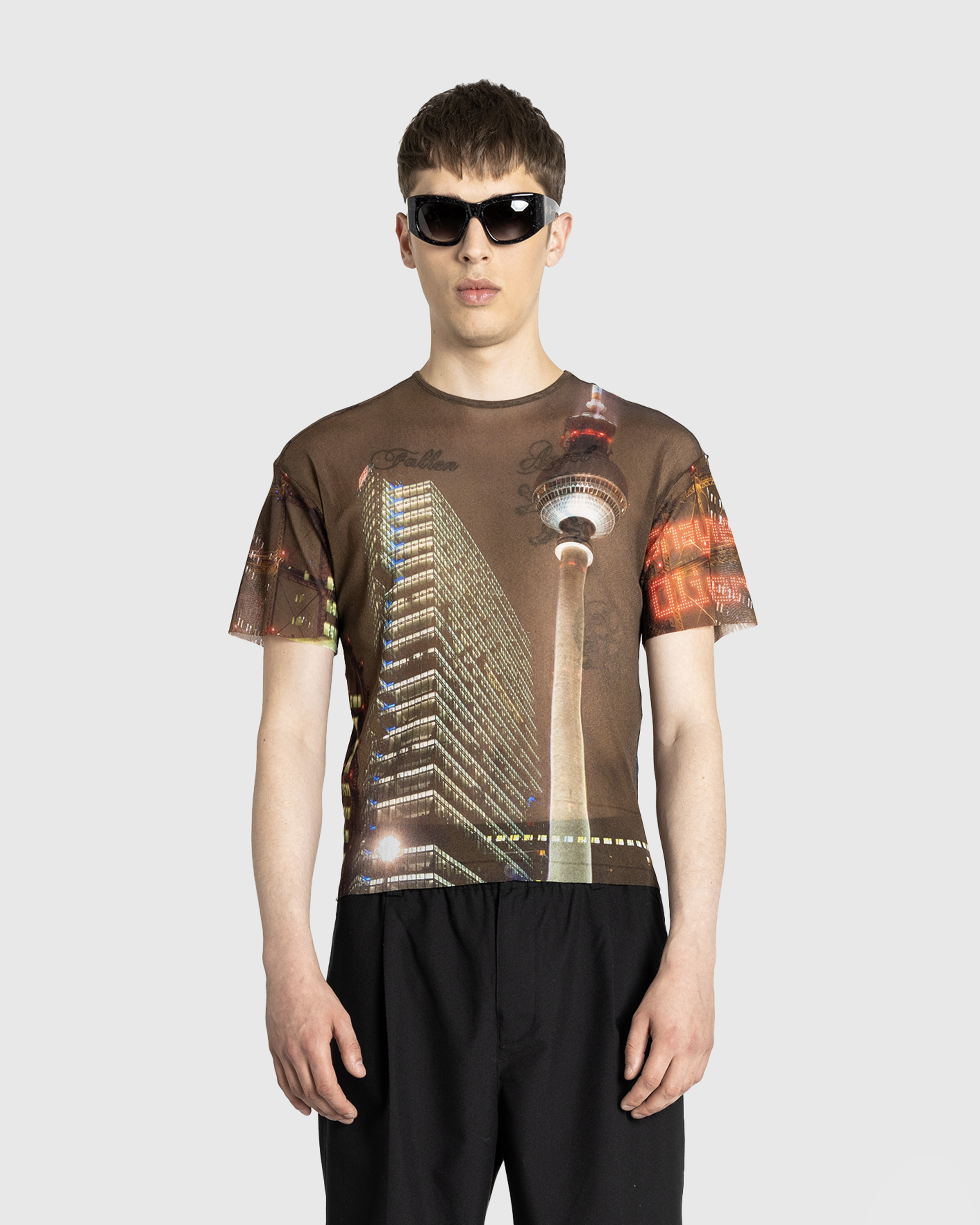 Jean Paul Gaultier x Shayne Oliver – Mesh Oversized Tee Printed "City" Brown/Green/Blue/Red - T-Shirts - Brown - Image 2