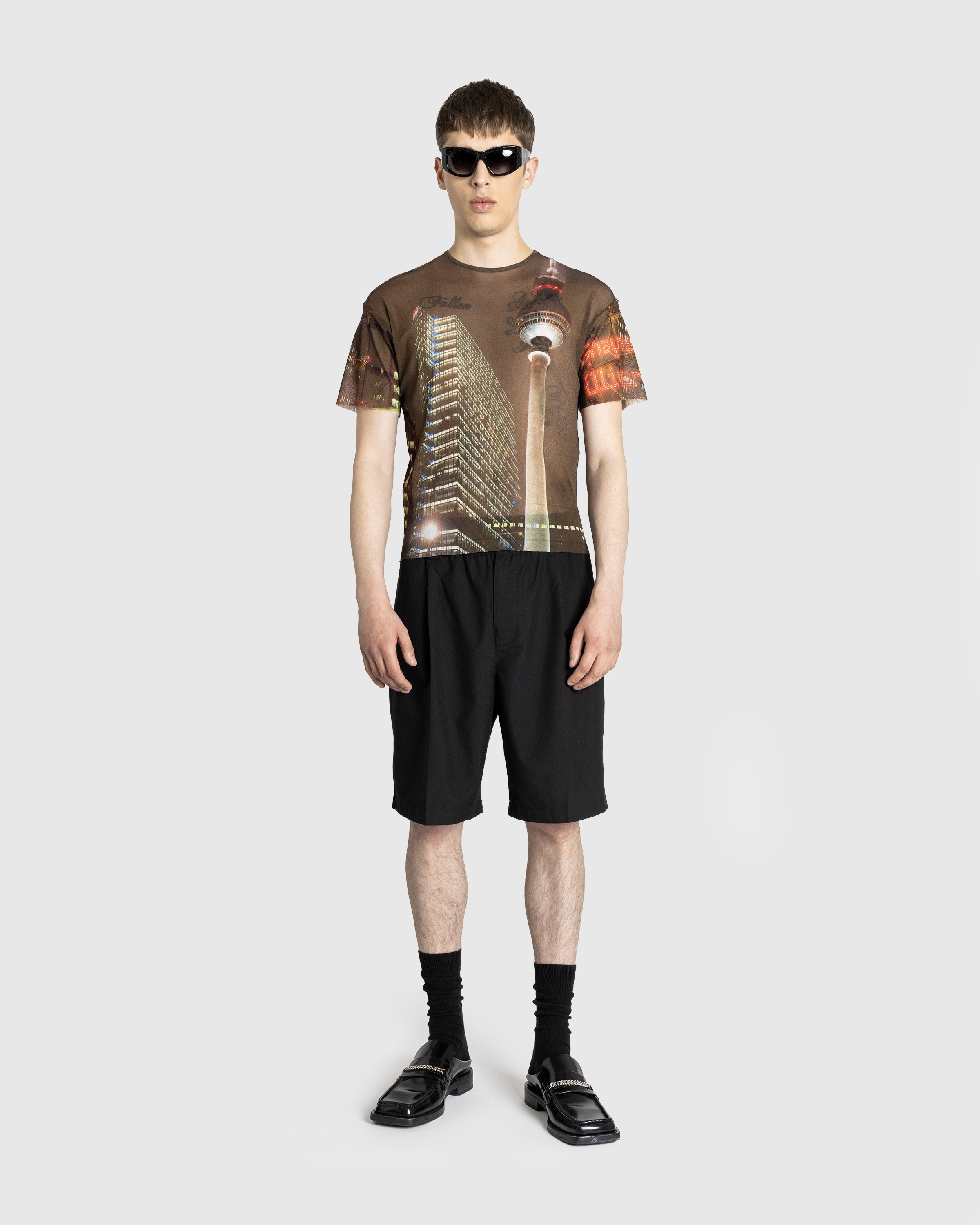 Jean Paul Gaultier x Shayne Oliver – Mesh Oversized Tee Printed "City" Brown/Green/Blue/Red - T-Shirts - Brown - Image 3