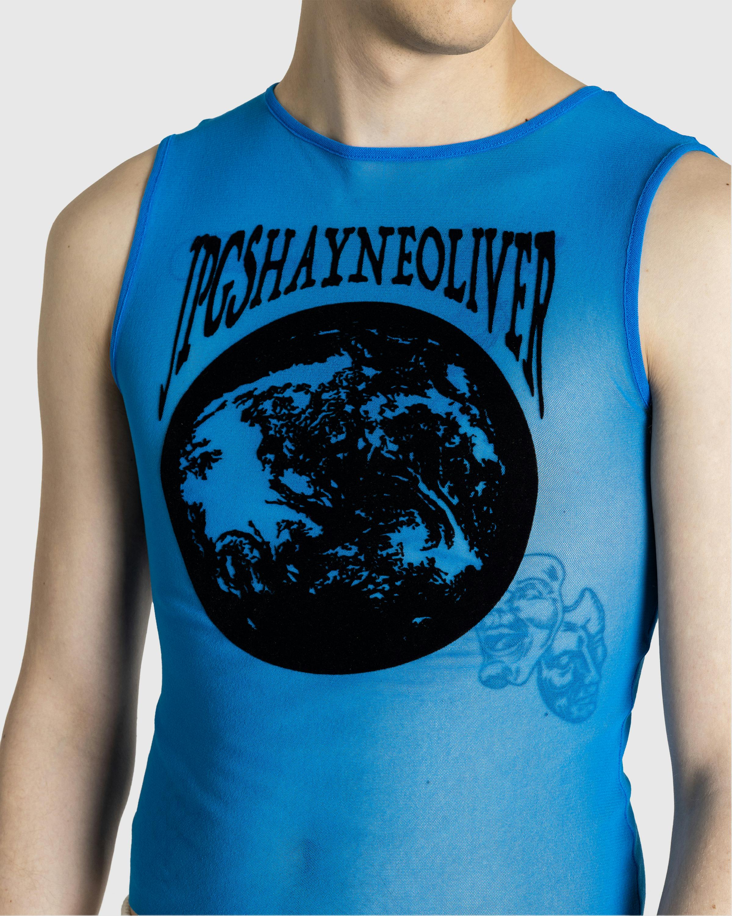 Jean Paul Gaultier x Shayne Oliver – Mesh Tank Top Flocked "Earth" Ibiza Blue/Black - Tank Tops - Blue - Image 5