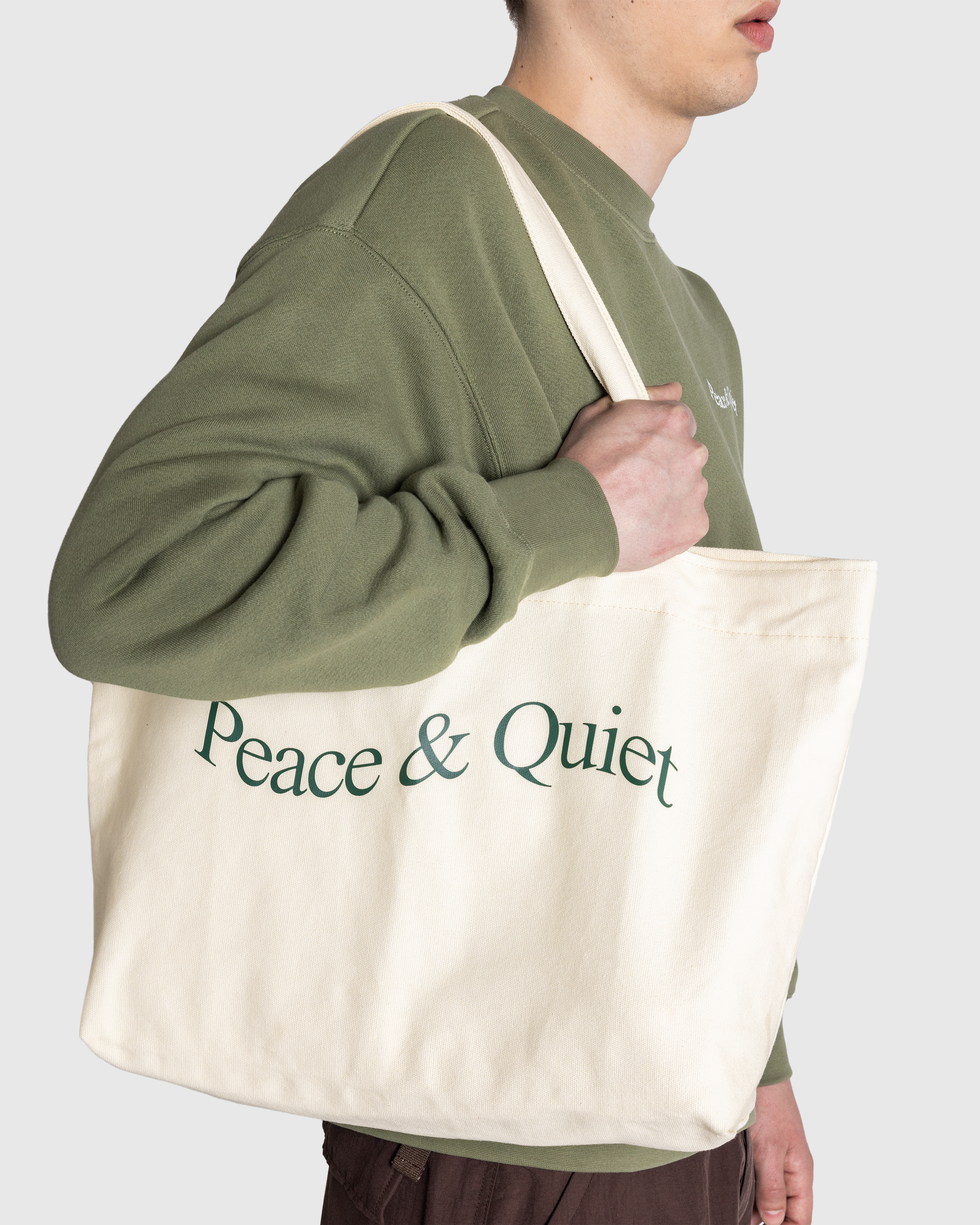 Museum of Peace & Quiet – Wordmark Tote Bag Bone - Tote Bags - Beige - Image 4