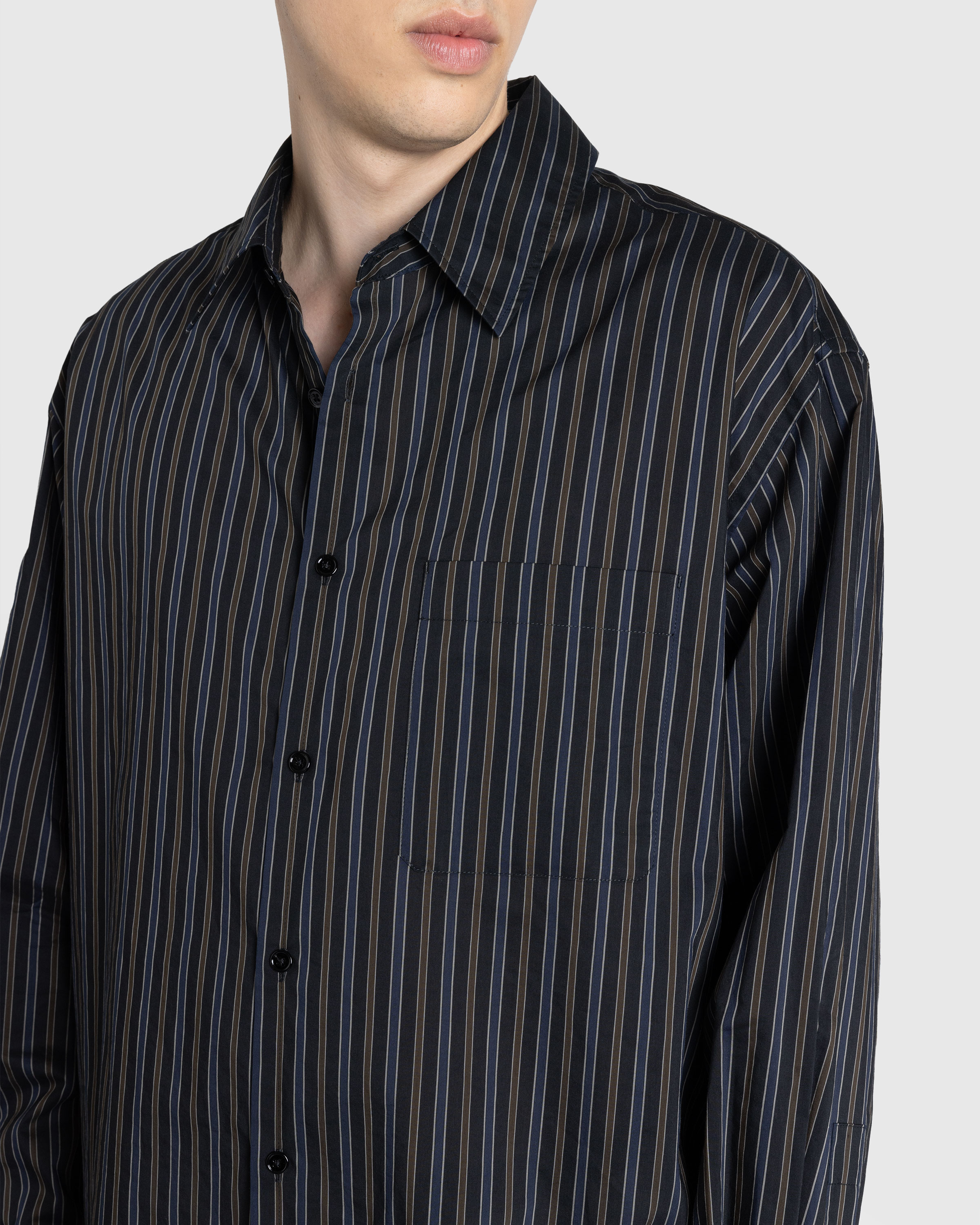 Lemaire – Regular Shirt Dark Brown/Marine - Shirts - Multi - Image 5