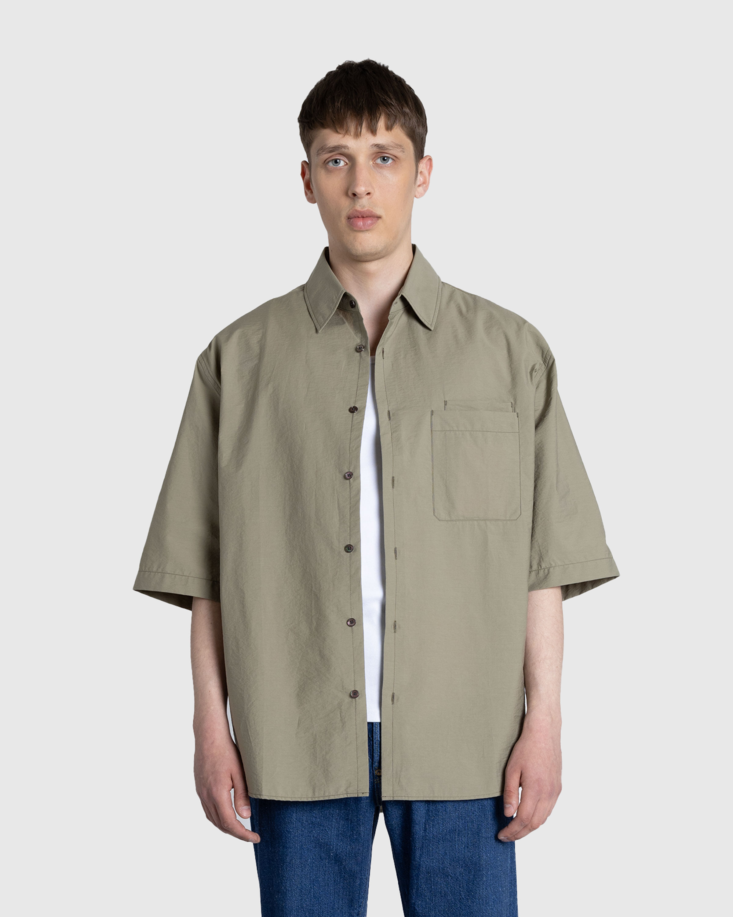 Lemaire – Double Pocket Short-Sleeve Shirt Dusty Khaki - Shirts - Green - Image 2