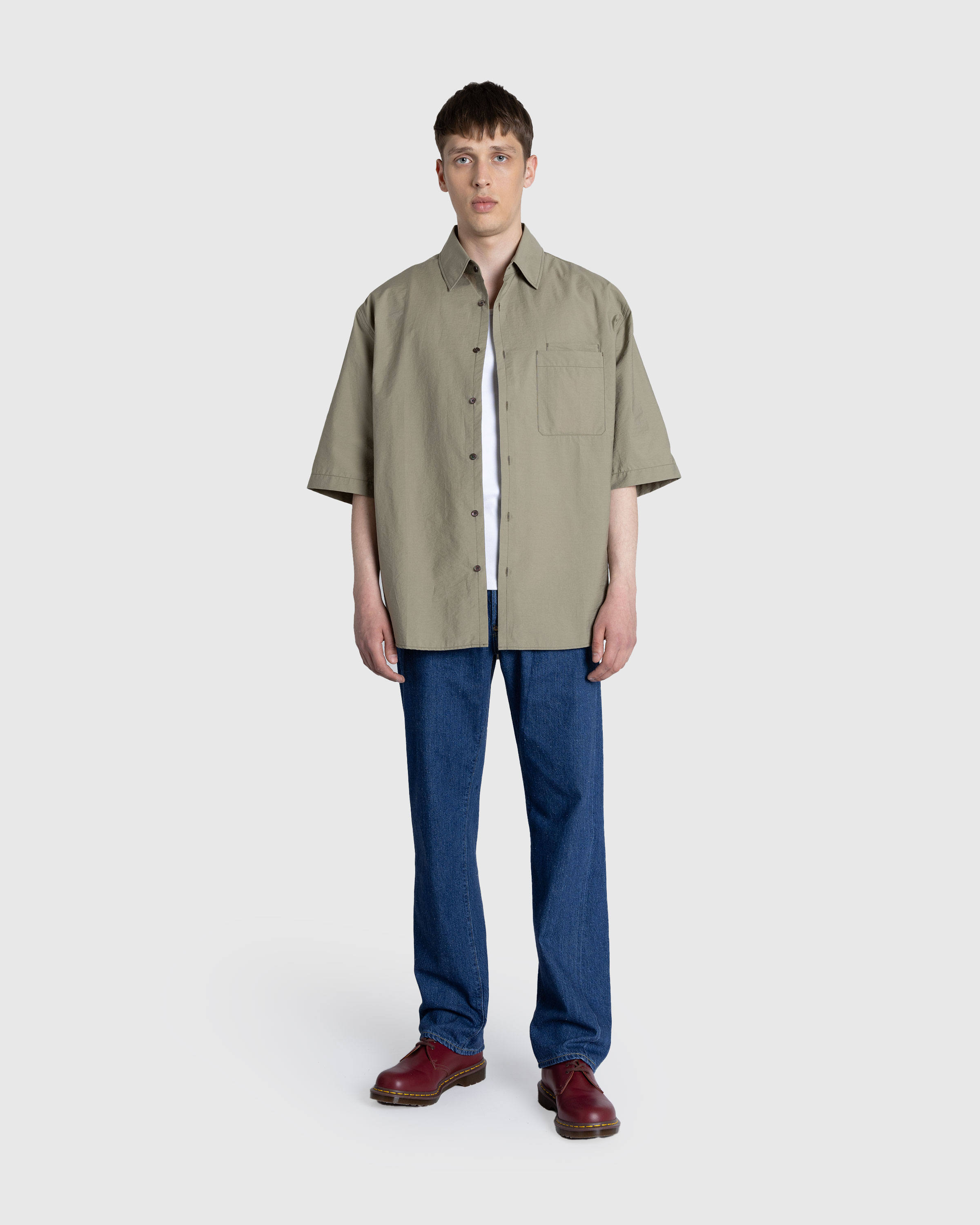 Lemaire – Double Pocket Short-Sleeve Shirt Dusty Khaki - Shirts - Green - Image 3