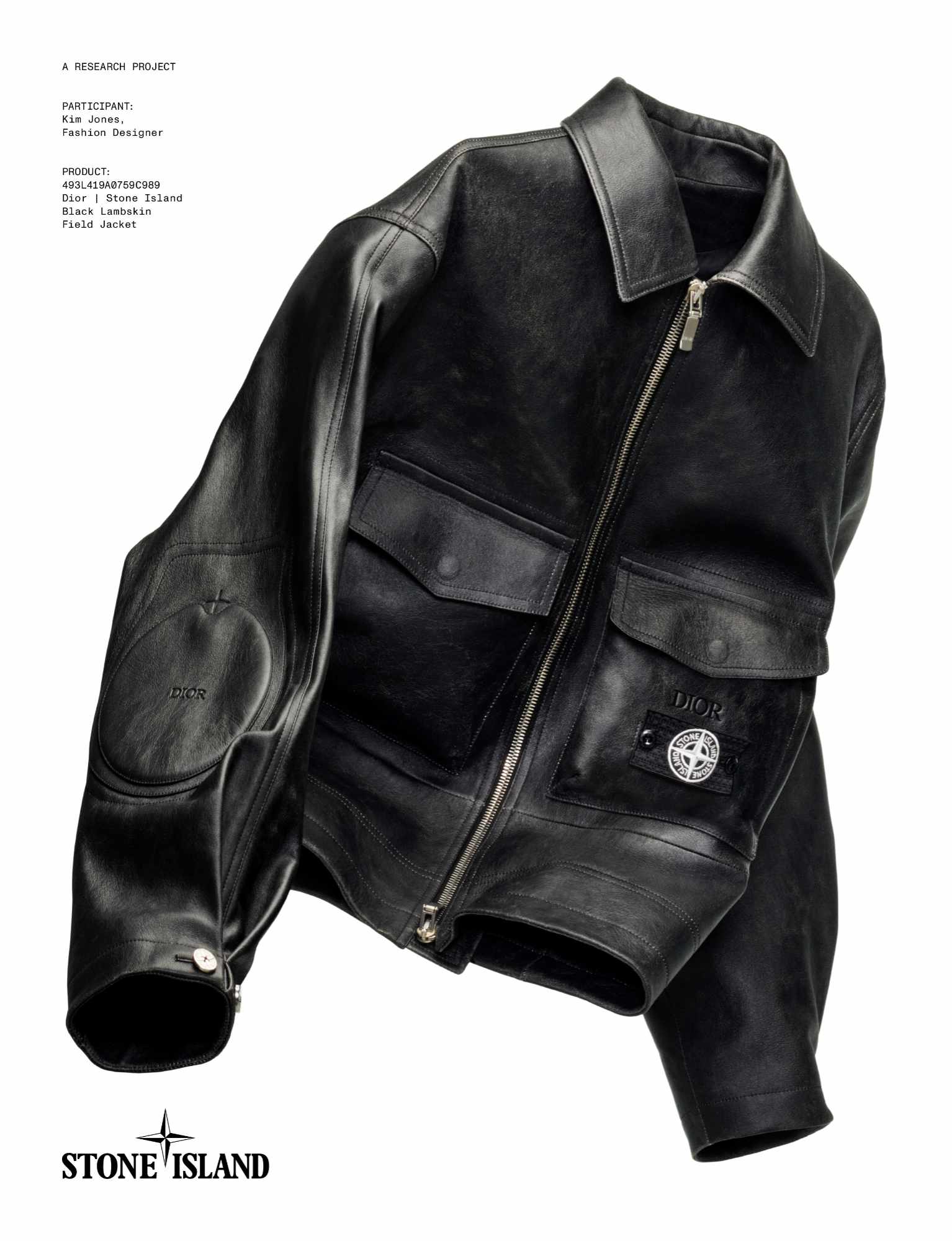 Kim Jones Wears Dior x Stone Island leather jacket collab