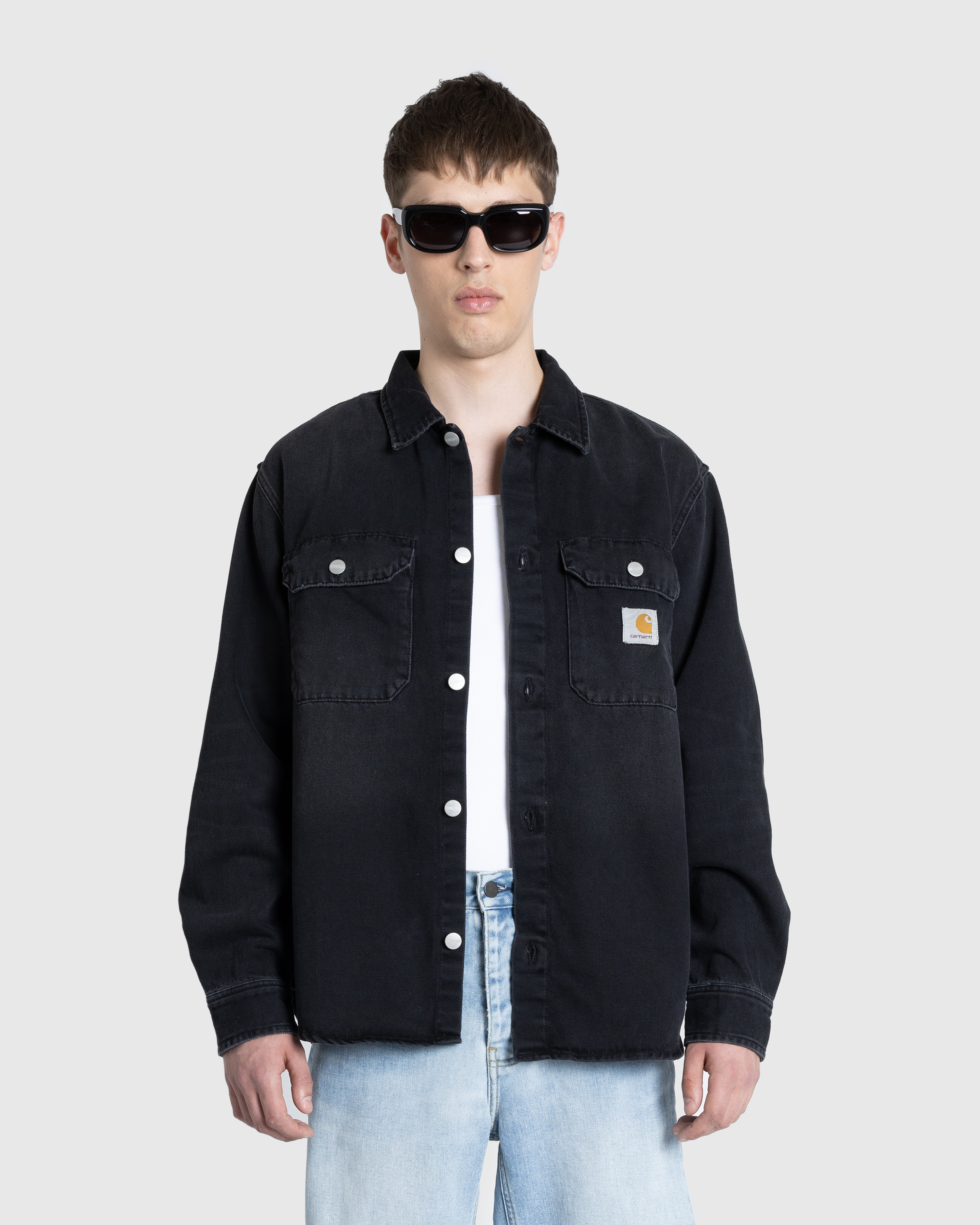 Carhartt WIP – Harvey Shirt Jacket Black/Dark Used Wash - Shirts - Black - Image 2