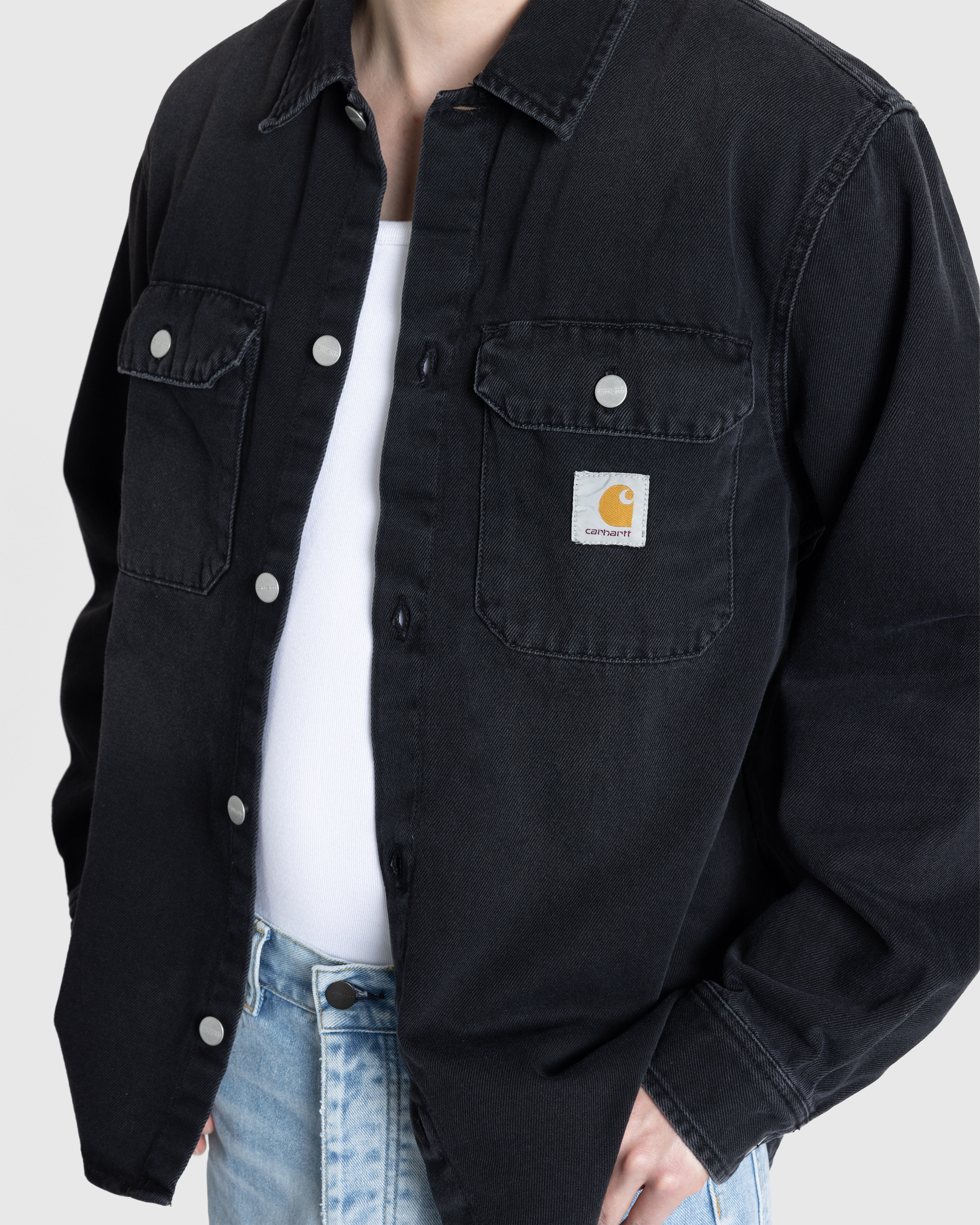 Carhartt WIP – Harvey Shirt Jacket Black/Dark Used Wash - Shirts - Black - Image 5