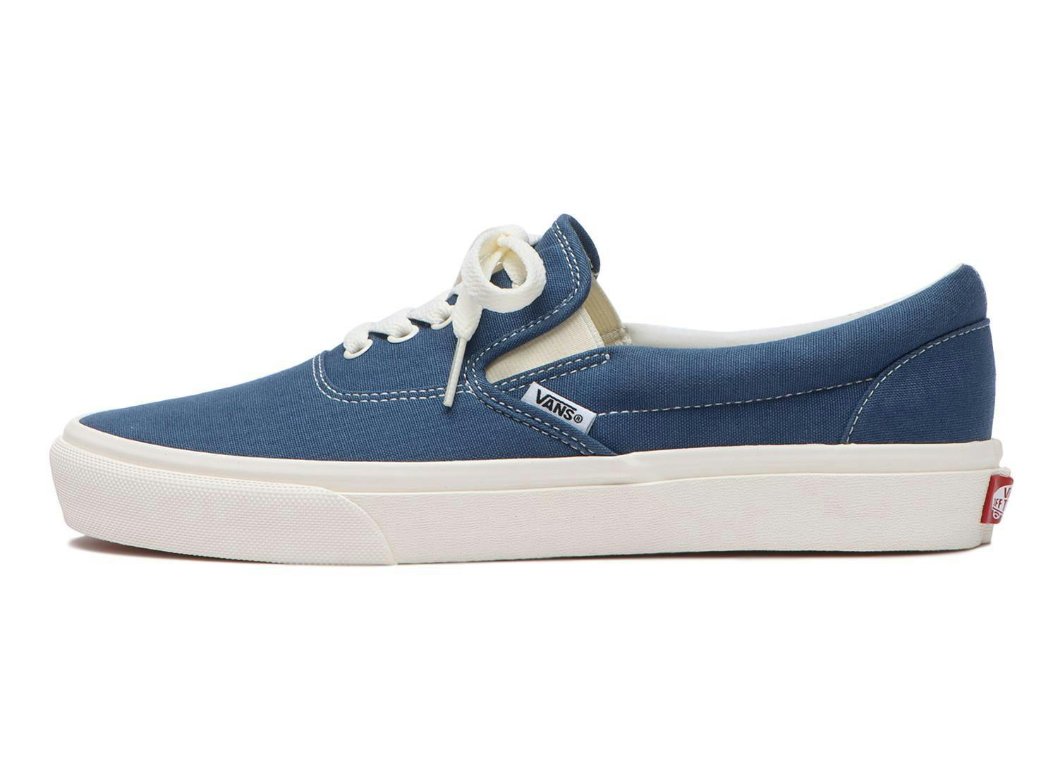 Vans' Erap sneaker that combines the Era and Slip-On sneakers in blue, black, and yellow checkerboard