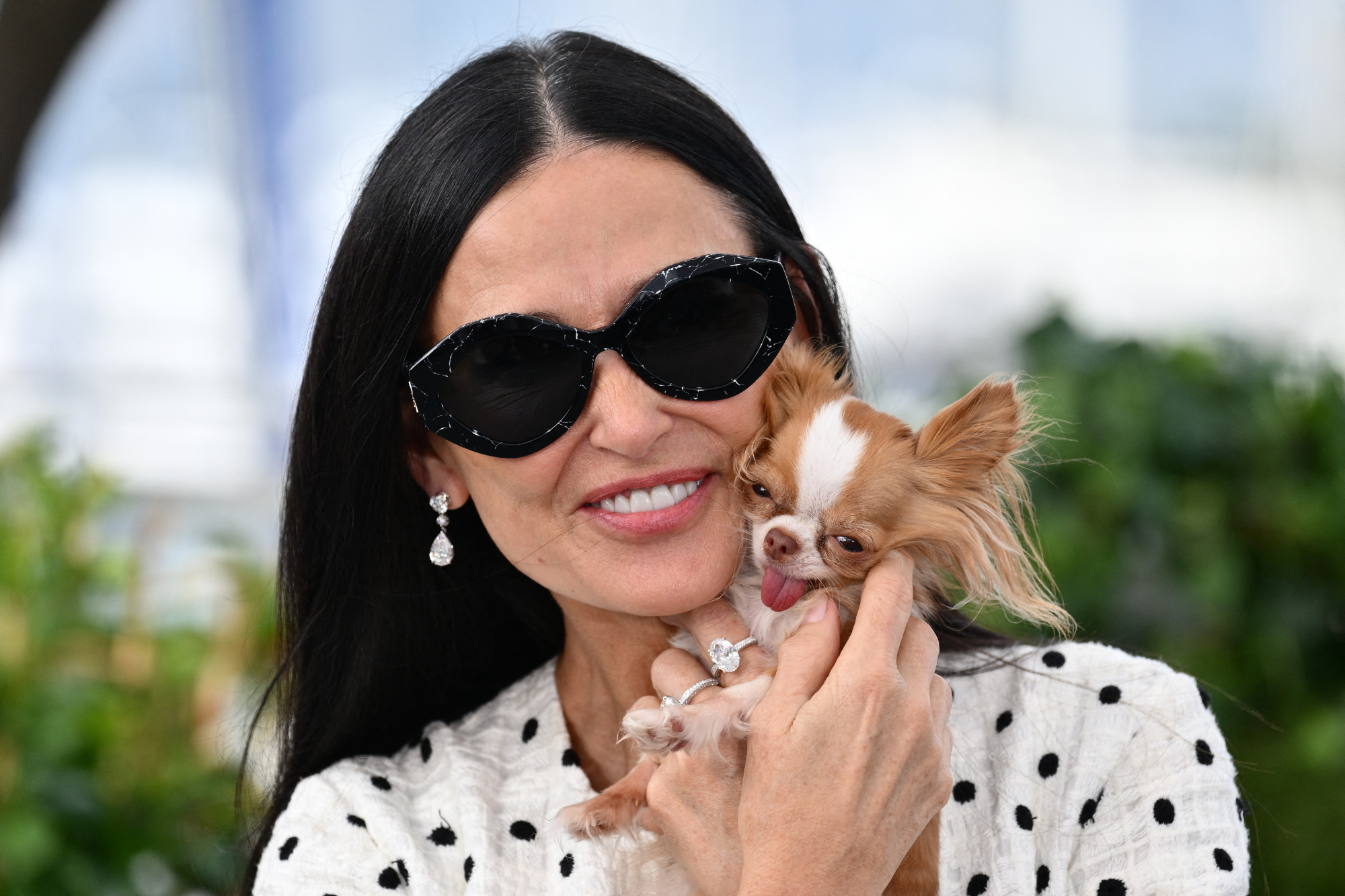 Demi Moore and her dog, Pilaf, at 2024 Cannes