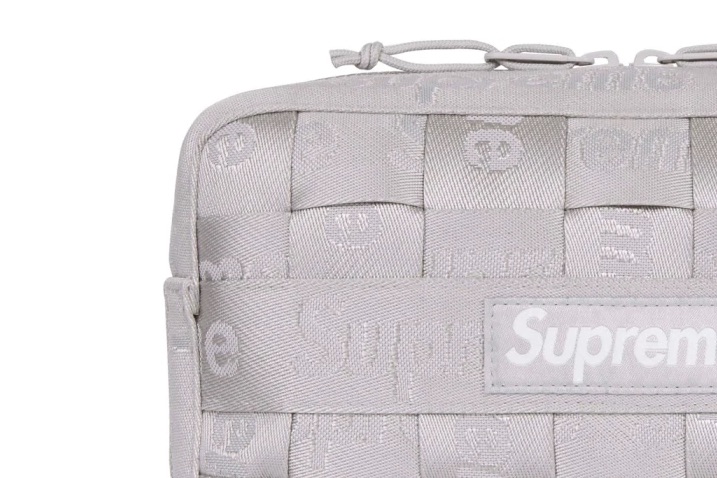 Close-up image of Supreme's woven utility bag from Spring/Summer 2024
