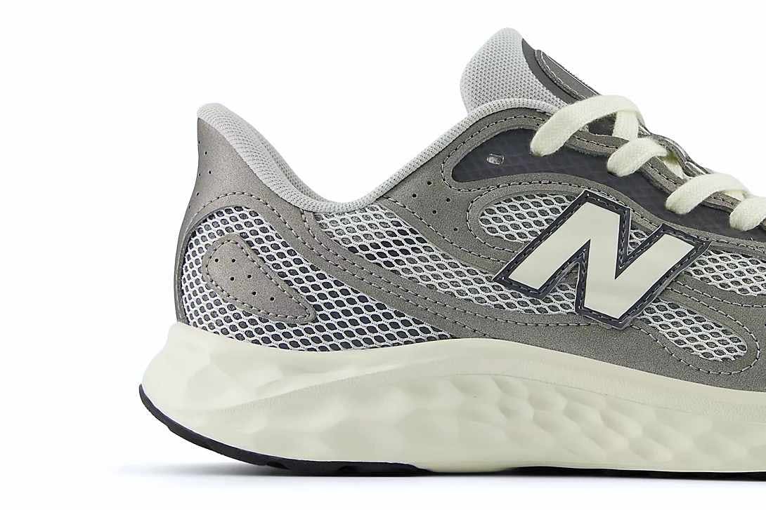 New Balance Fresh Foam Arishi v4 in nubuck leather grey and pale yellow colorways