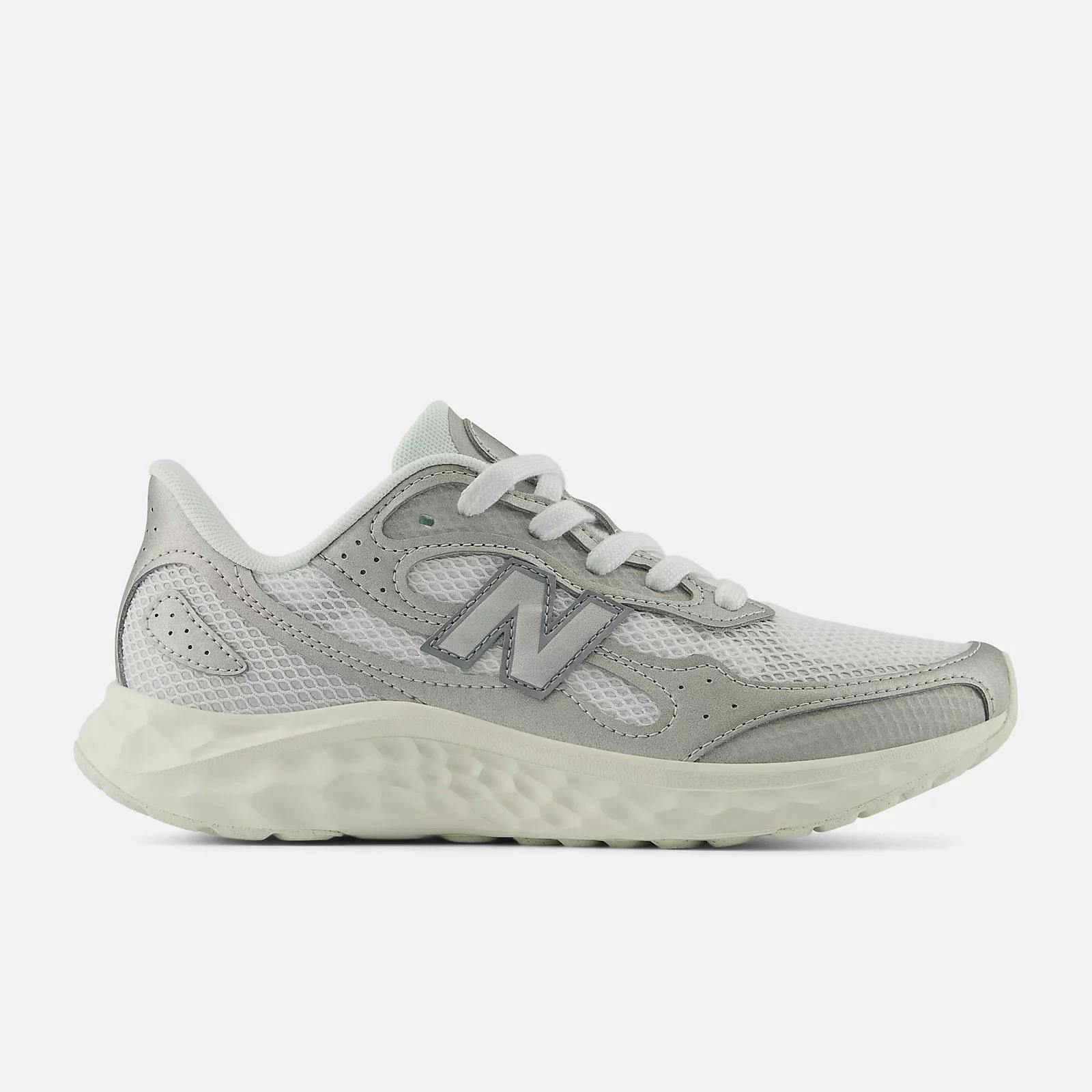 New Balance Fresh Foam Arishi v4 in nubuck leather white and grey yellow colorways