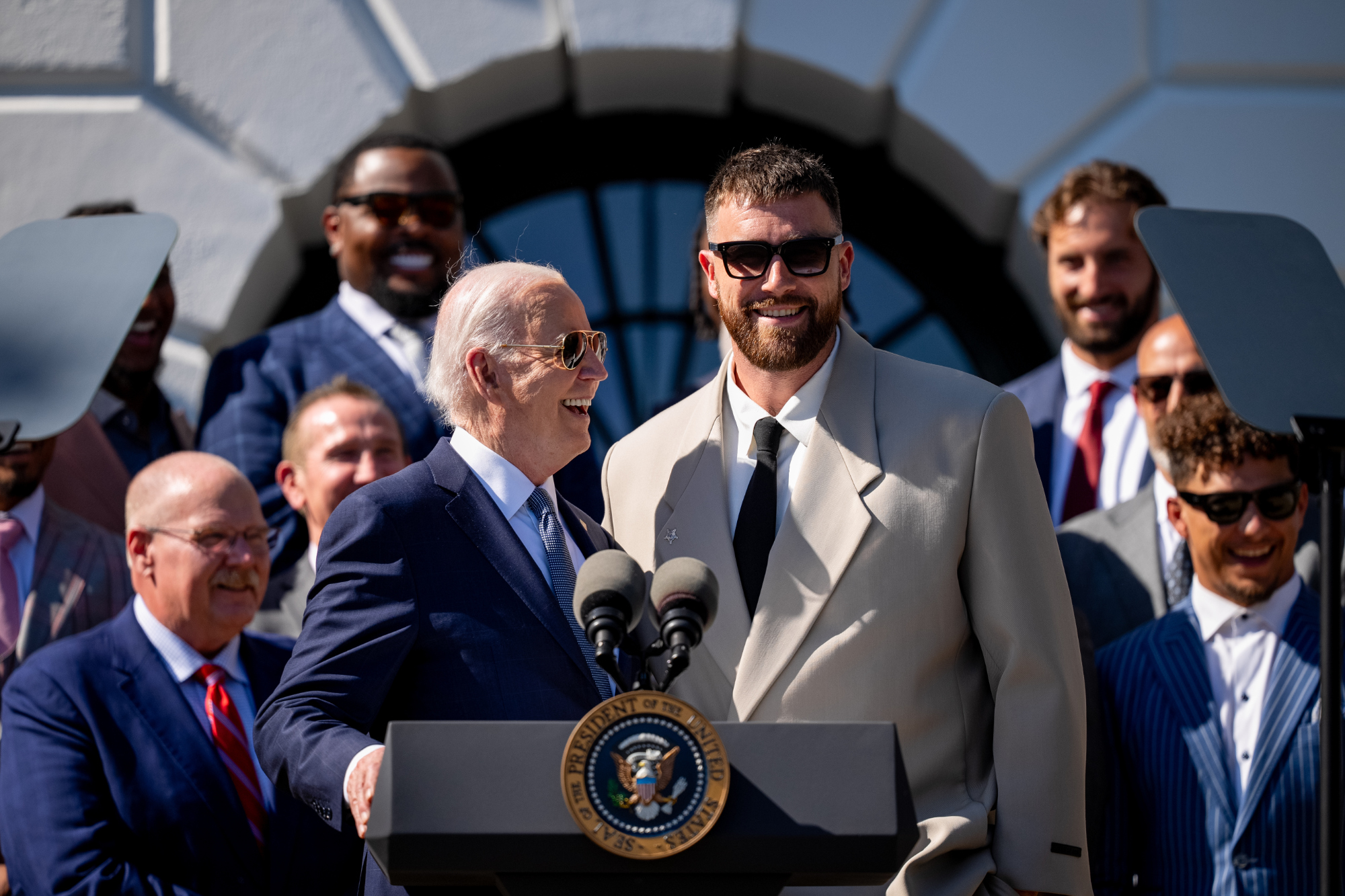 Travis Kelce and Joe Biden at the White House 2024