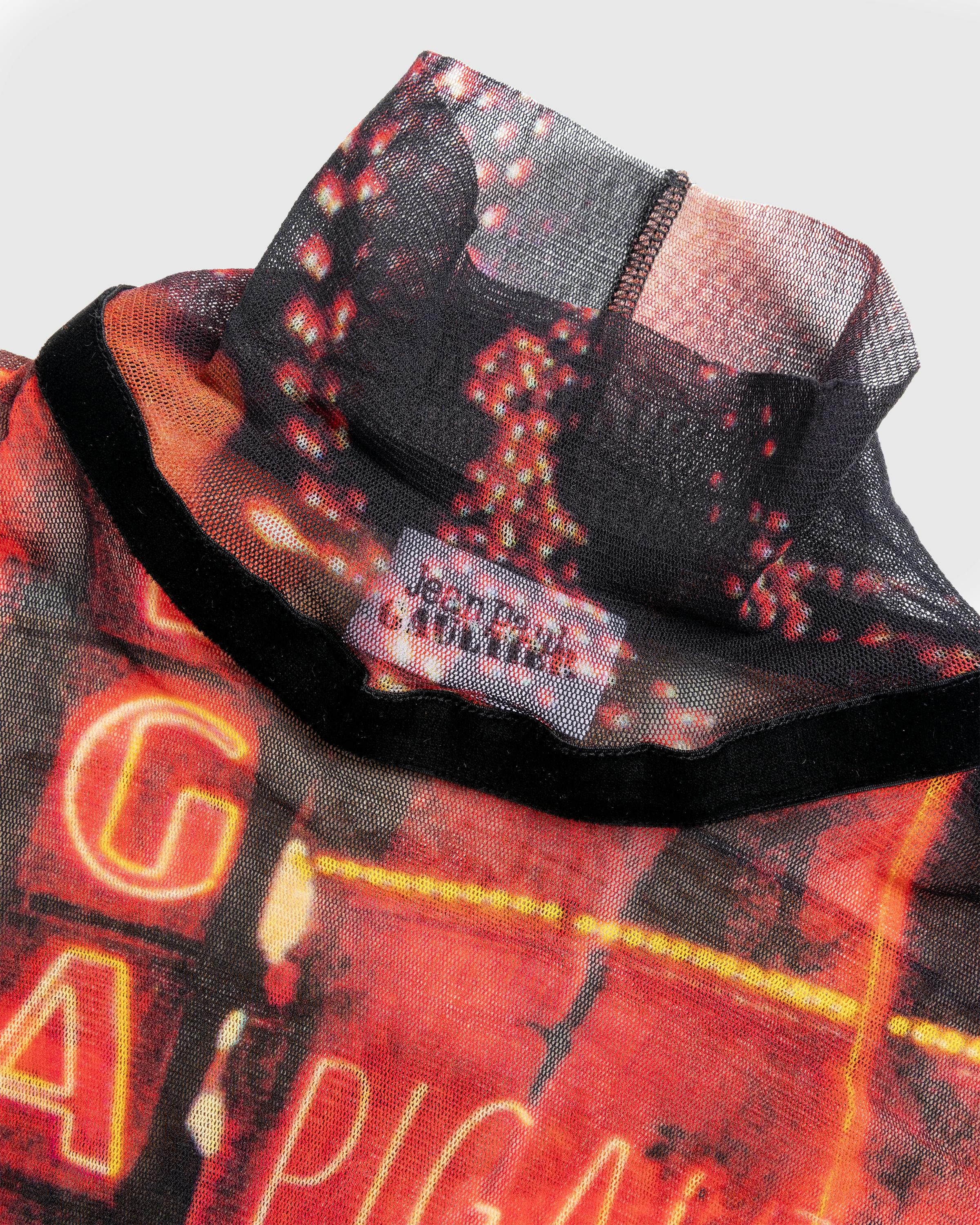 Jean Paul Gaultier – Mesh Long-Sleeve Top Printed "Pigalle" Black/Red/Orange/Blue - Longsleeves - Black - Image 6