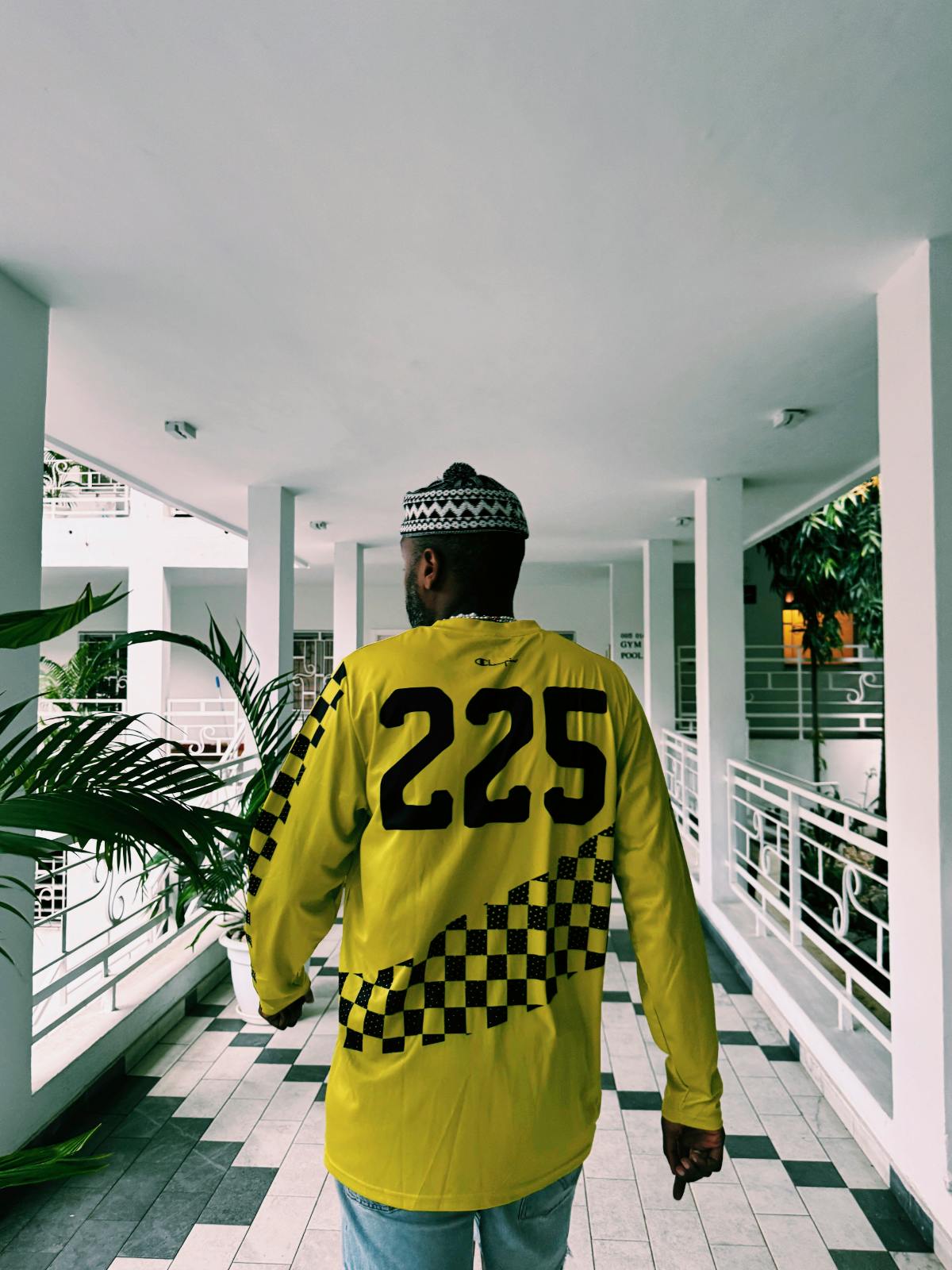 La Sunday wearing Champion x Highsnobiety x La Sunday NIP Collection